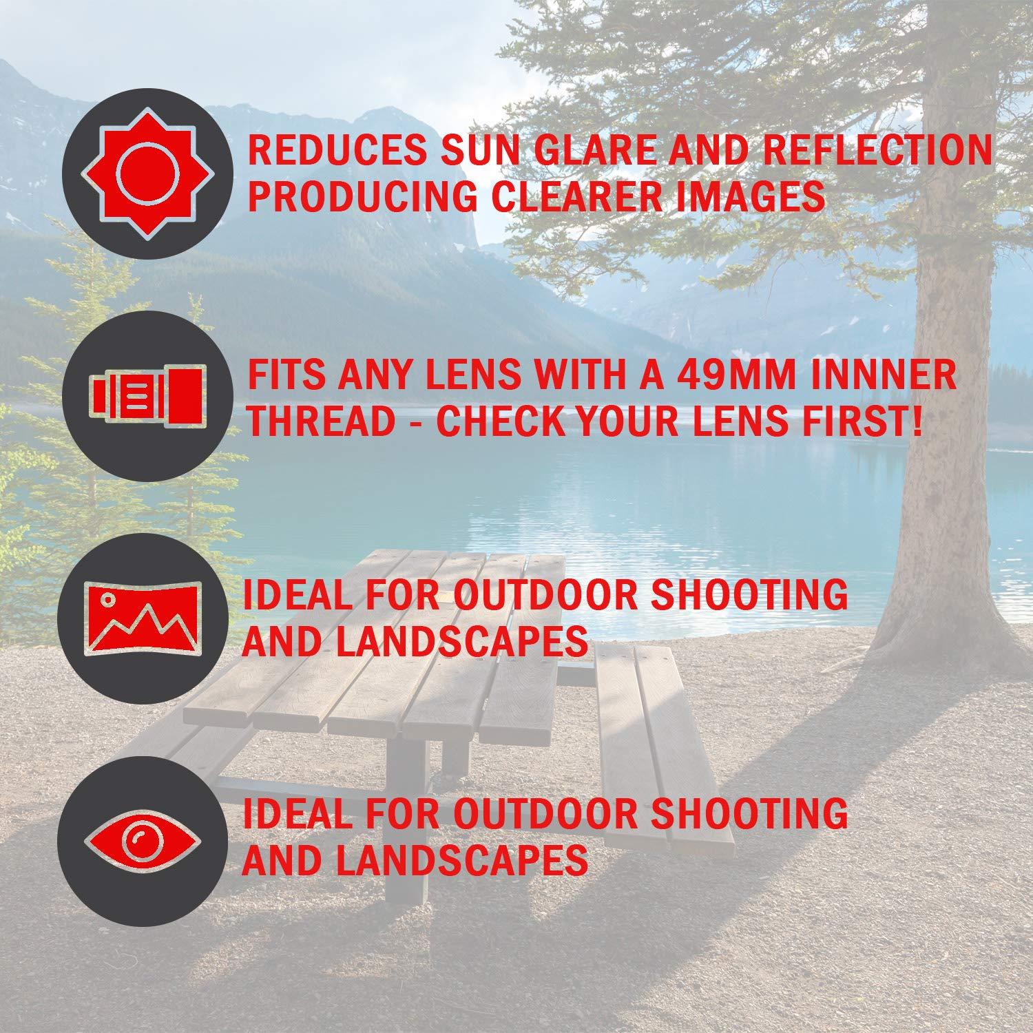 Deco Gear Deco Gear 49mm UV Filter and Snap-on Protective Cap - Red Color Combination to Give Your Camera A Custom Look