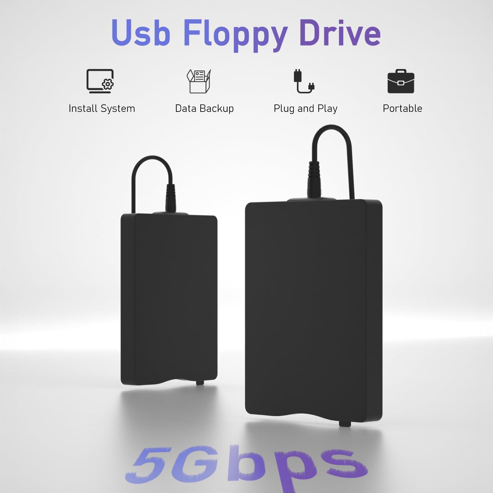 wintale wintale USB Floopy Drive,Portable 3.5\" USB External Floppy Disk Drive,Slim Plug and Play 1.44 MB FDD for PC Windows 2000/XP/Vista/7/8/10/11 Mac