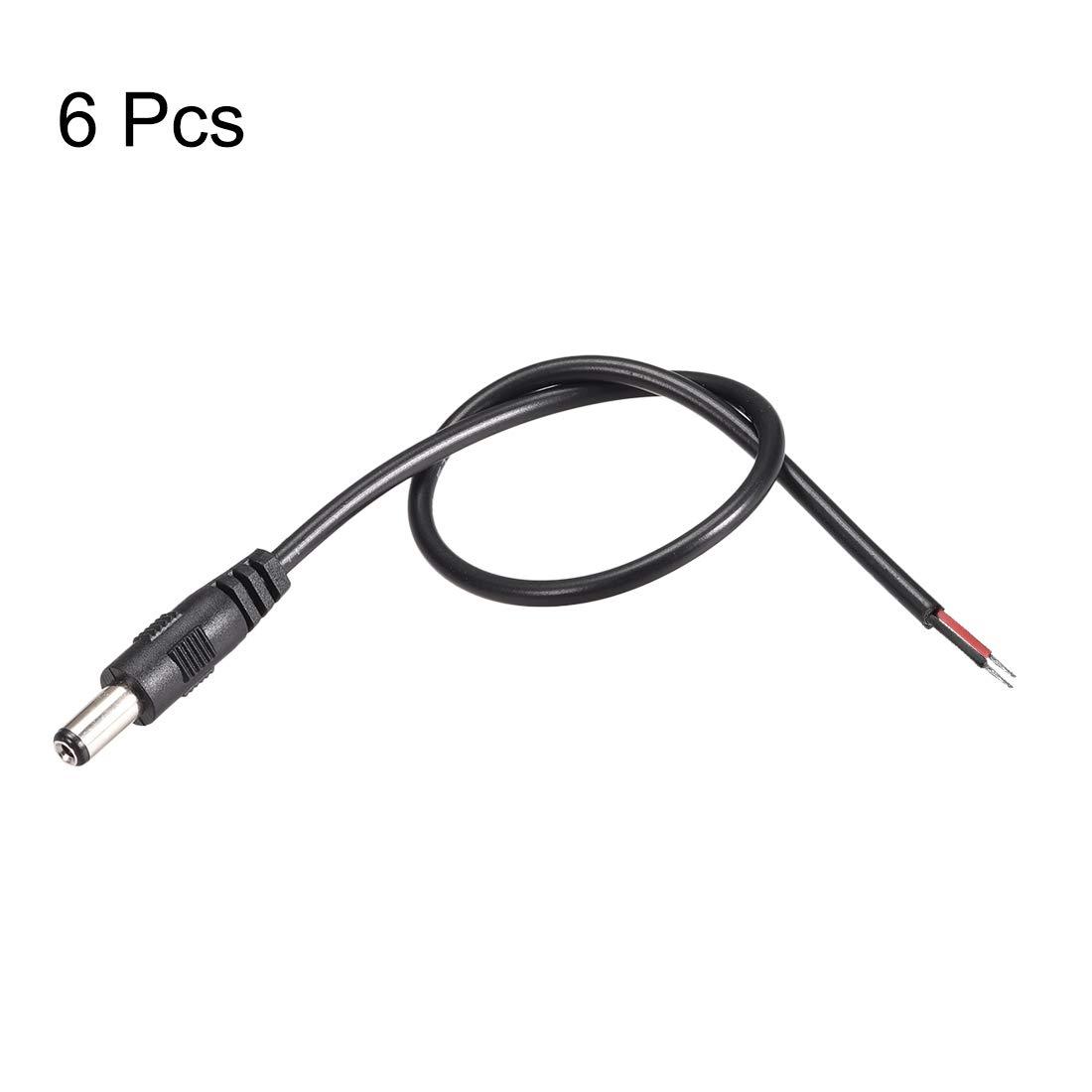 uxcell uxcell 6pcs DC Power 5.5mm x 2.1mm 2A 30cm Barrel Male Plug Connector Pigtail