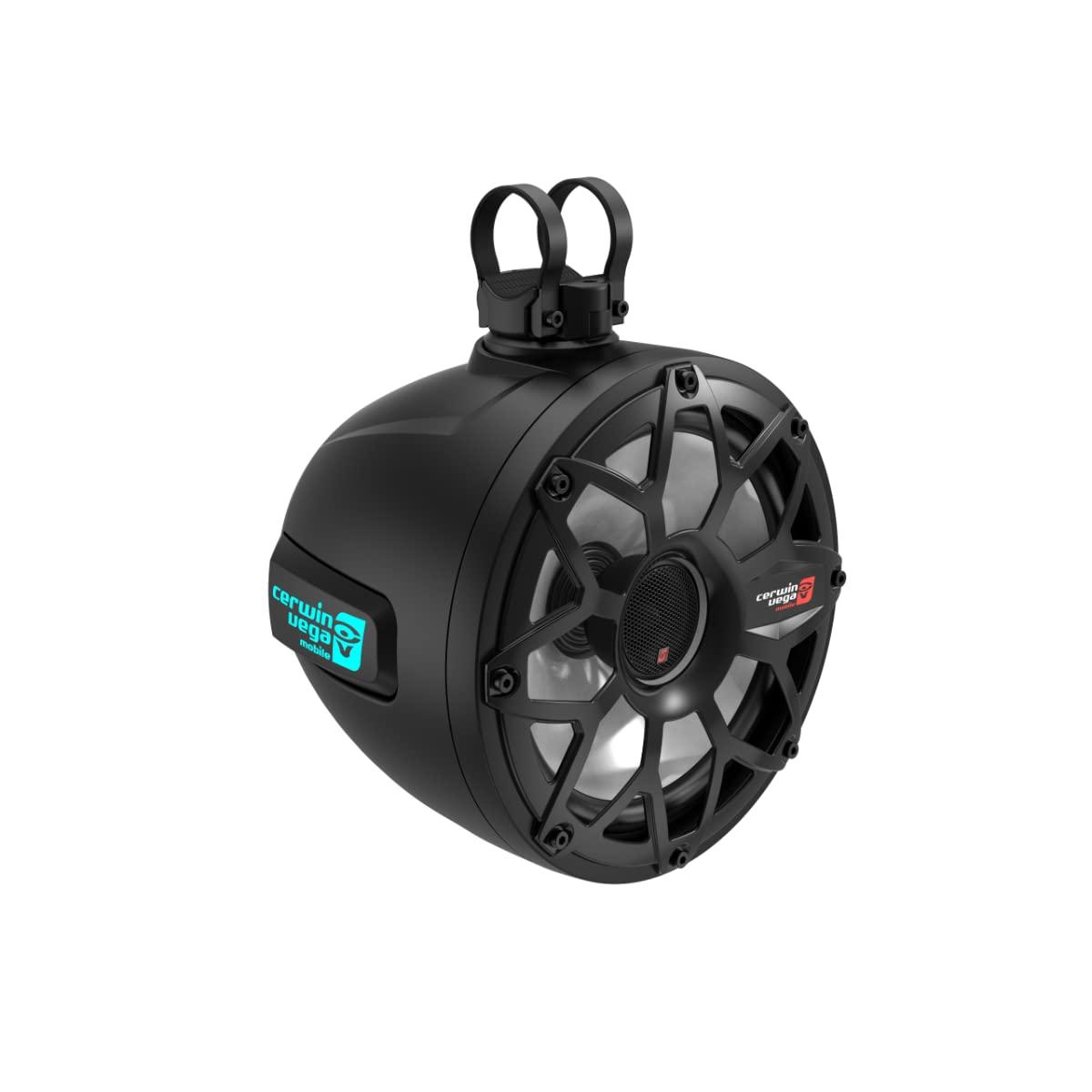 Cerwin Vega Mobile CV Cerwin Vega SH65F4B 6.5 inch 600 Watts 2-Way Pod Speaker System Marine Car Coaxial Speakers with 1 inch Tweeter LED Lighting Black UV Stable Black Pair