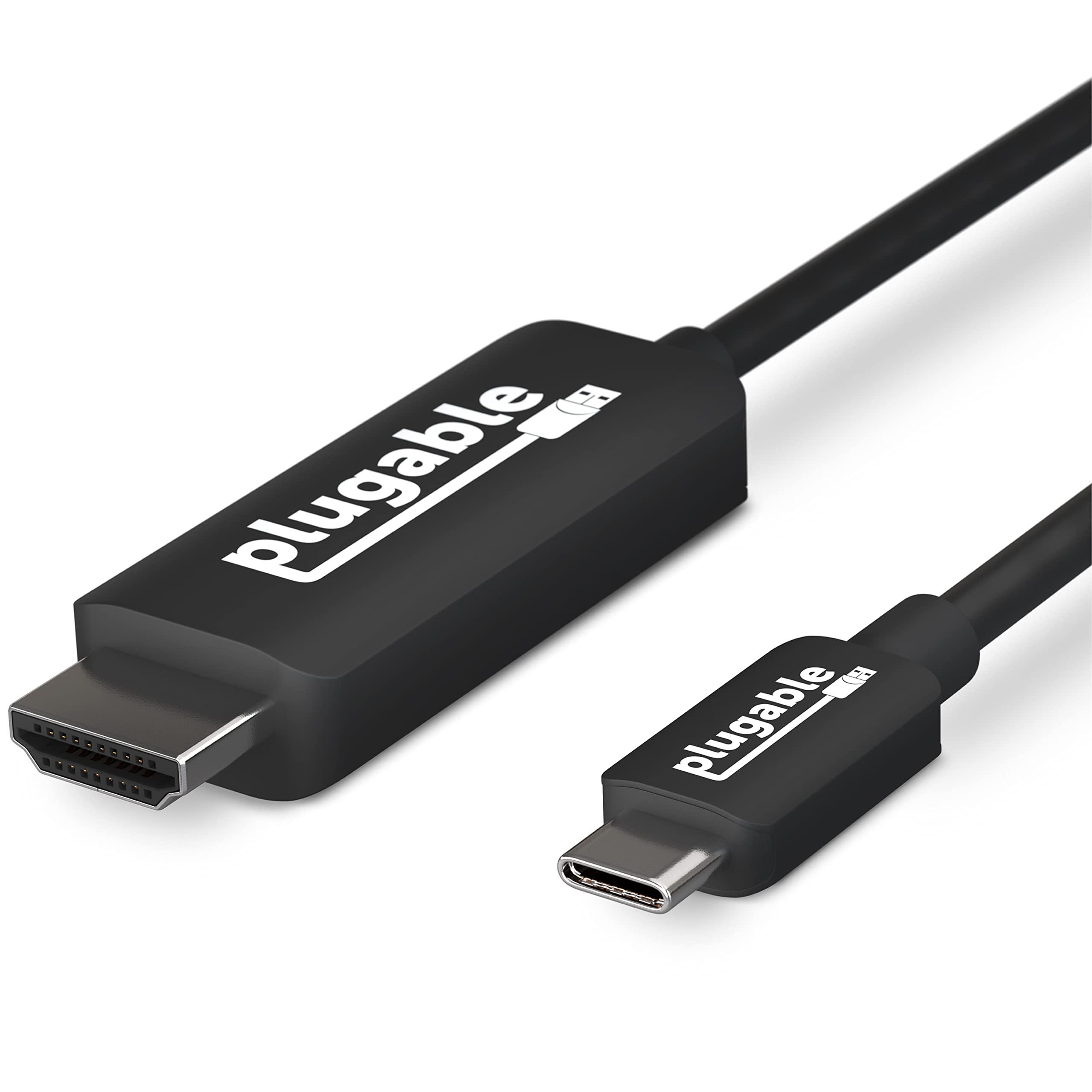 Plugable Plugable USB C to HDMI Cable 6ft / 1.8m, HDMI 2.0, USB4 / Thunderbolt Adapter for 4K Monitor, 4K 60Hz (USBC-HDMI-Cable) for iPhone 15, iPad Pro, MacBook Pro, Dell XPS, Surface Laptop - Driverless