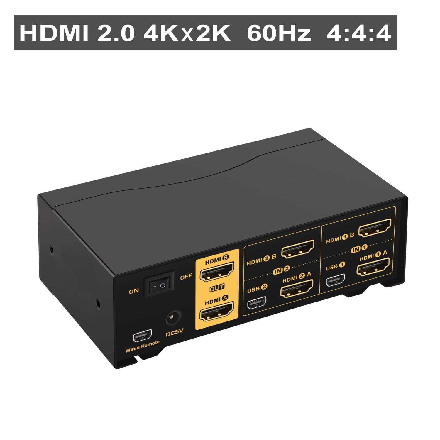 CKL CKL 4K KVM Switch Dual Monitor for 2 Computers 2 Monitors (HDMI+ HDMI 4K@60Hz)