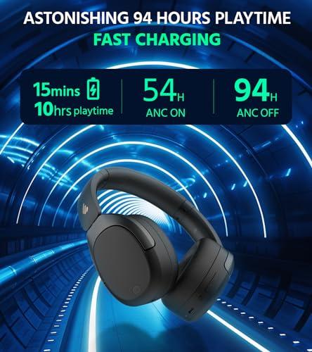 Edifier Edifier W830NB Wireless Over Ear Headphones with -45dB Active Noise Cancelling, 94H Playtime, LDAC Hi-Res Sound, Spatial Audio, Fast Charging, Multipoint Connection, Bluetooth V5.4 - Black