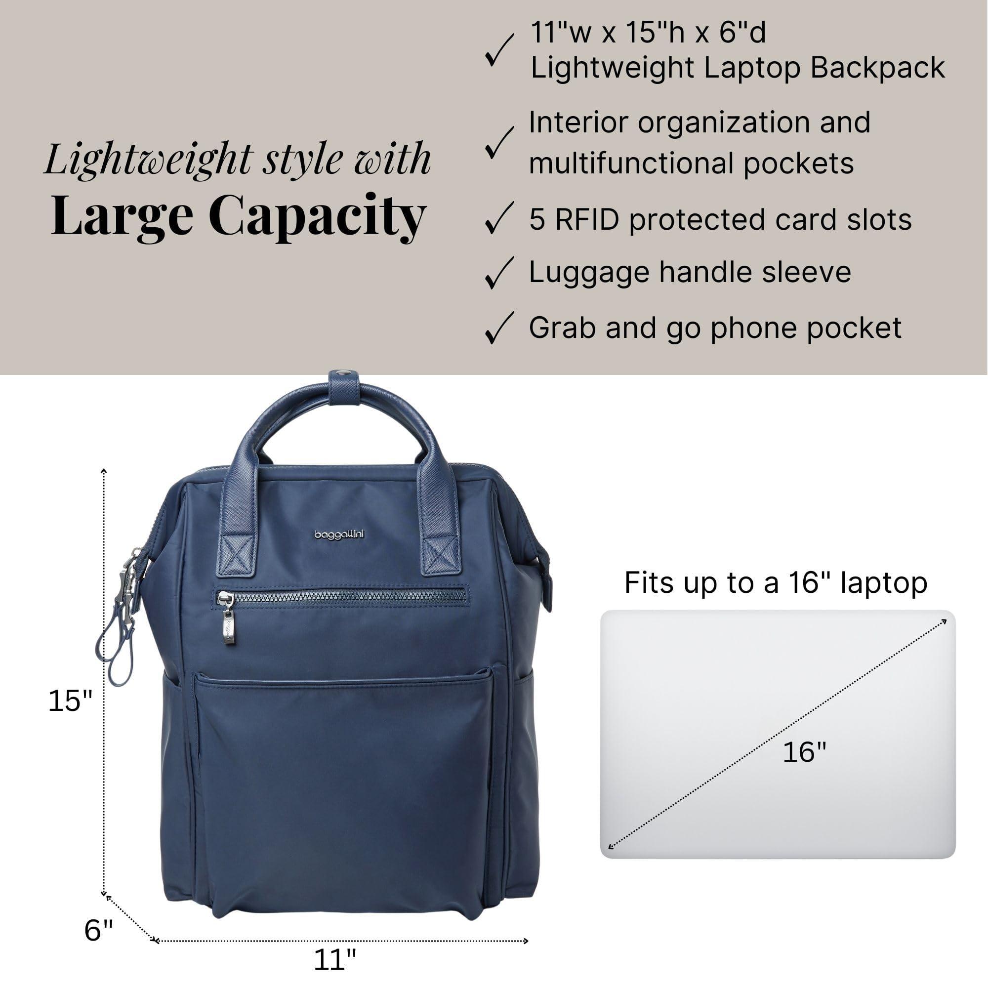 Baggallini Baggallini Soho Backpack - Travel Laptop Backpack for Women - Lightweight Water-Resistant Luggage Bag, French Navy