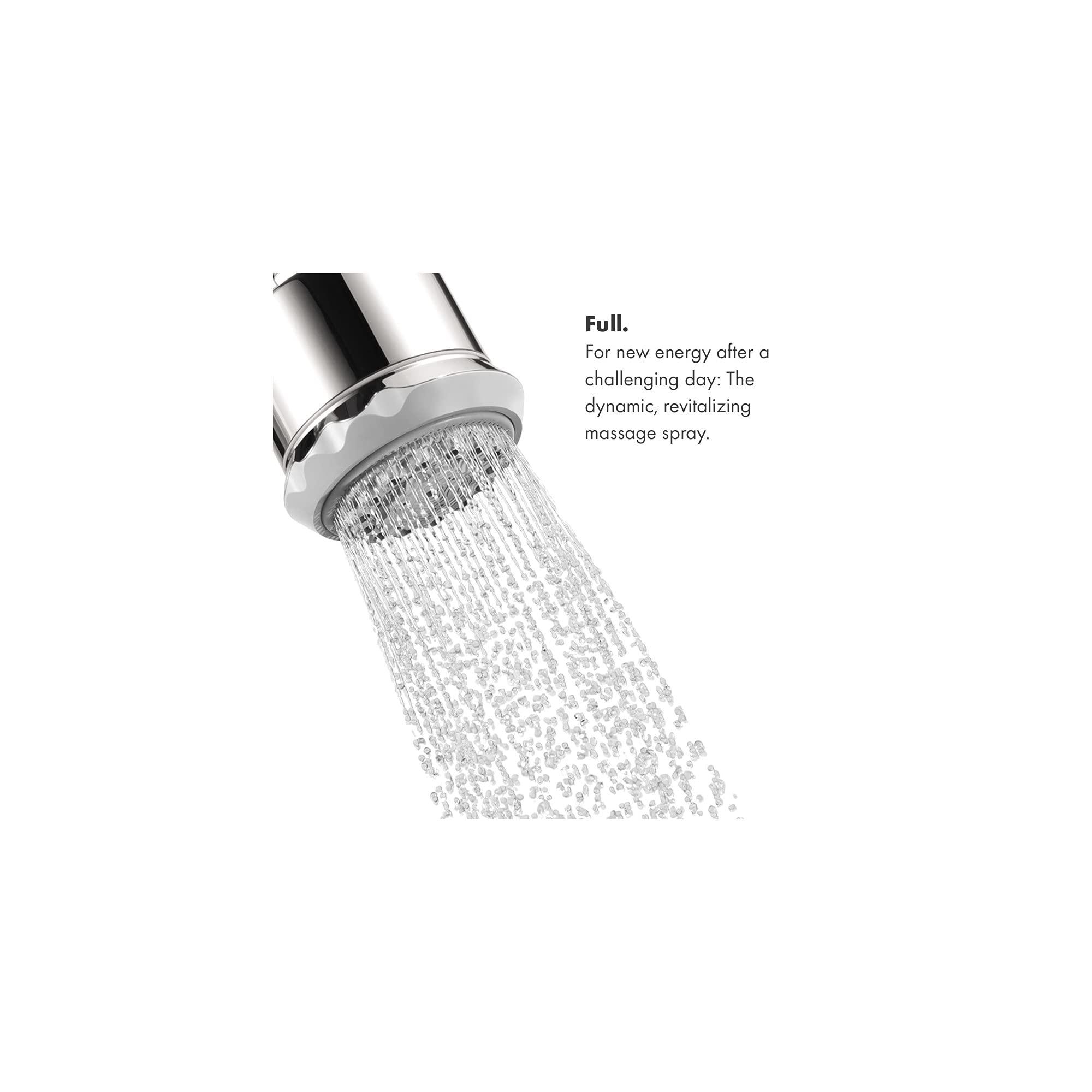 hansgrohe hansgrohe Clubmaster 4-inch Easy Clean Easy Install Showerhead Modern 3-Spray Full, Pulsating Massage, Soft spray with QuickClean in Polished Nickel, 28496831