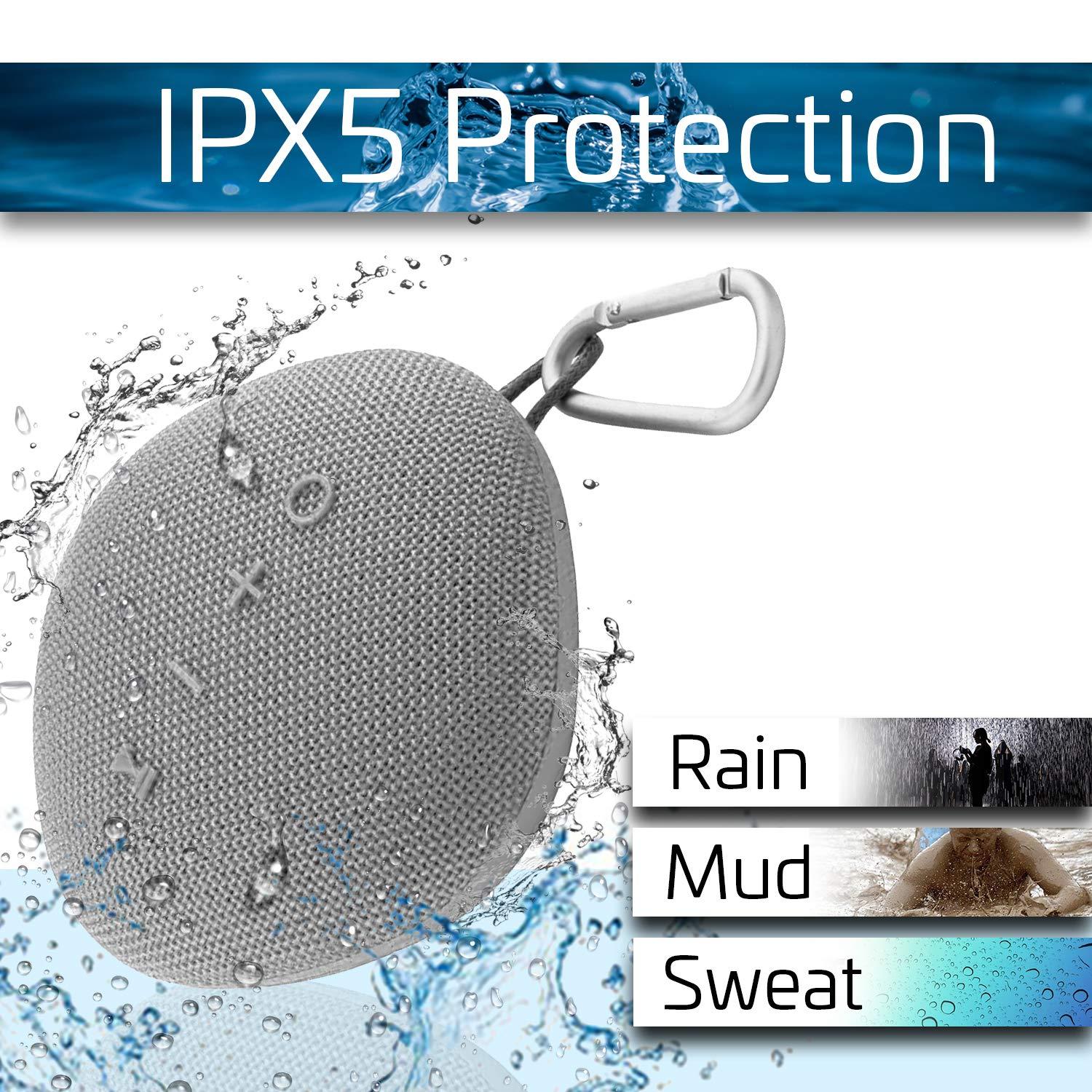 Coby Coby True Wireless Bluetooth Speaker w/Mic | Loud HD Sound | IPX5 Waterproof for Camping, Shower, Travel, Beach Listening |12 Hours of Music | Compact, Portable, and Rechargeable (Gray)