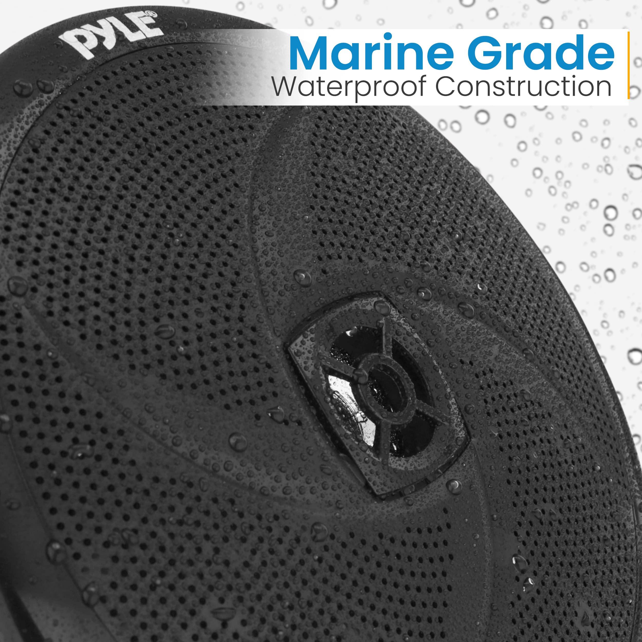 Pyle PyleUsa Marine Vehicle Speakers - Dual 2-Way 320W 4 Ohm Low Profile Waterproof Car Component Speaker System, 8 Oz Magnet, Voice Coil, for Custom Audio Boat, Truck, Watercraft, Mobile, Off-Road (Black)