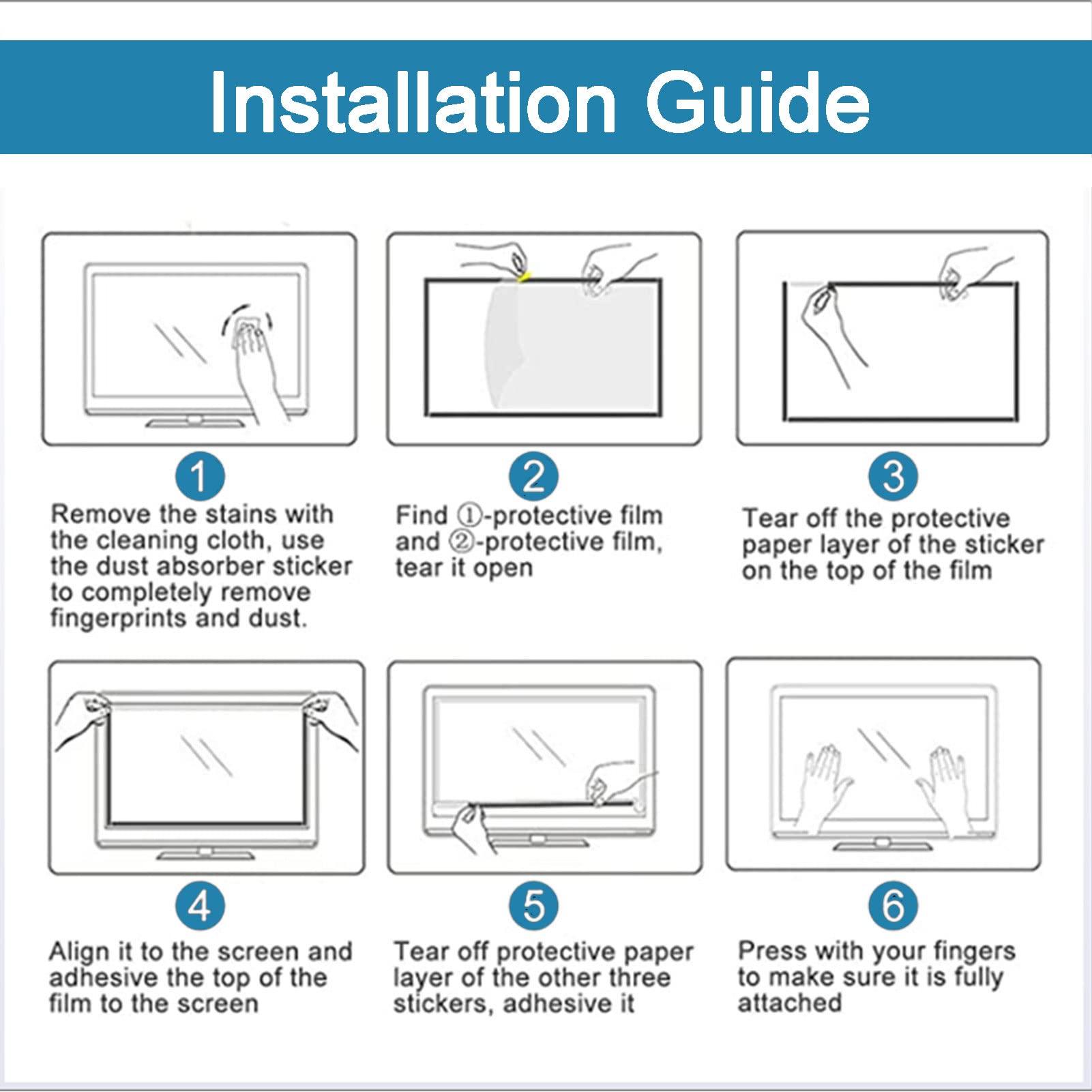 JCSKY JCSKY 55 Inch Matte Anti-Glare TV Screen Protector, Dustproof Anti Scratch Anti Blue Light Film, Dust-Proof, Reduce Eye Fatigue Anti-Myopia, 55inch(1211x682mm)