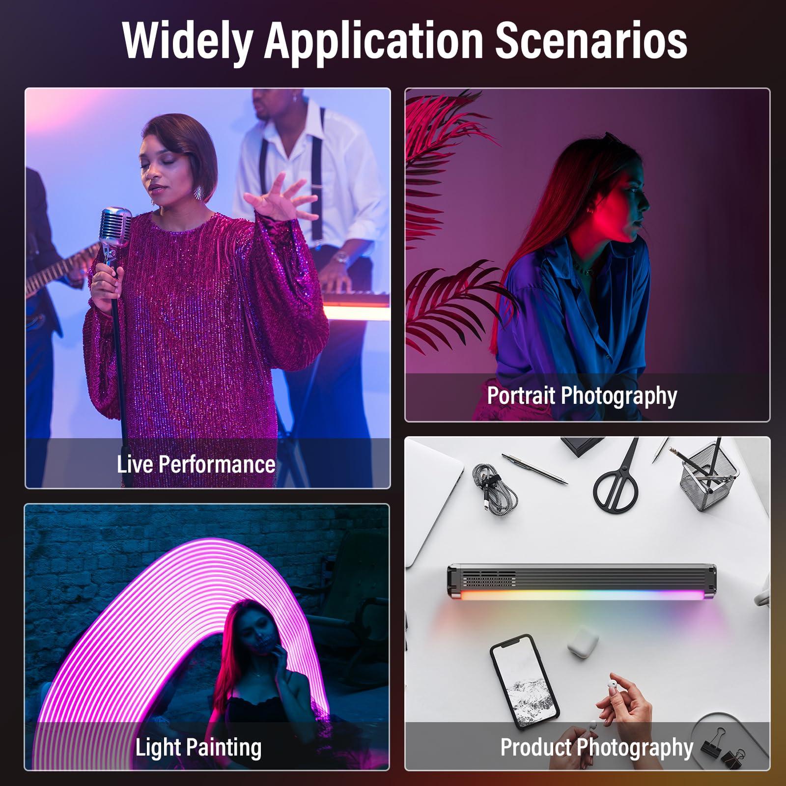 Sirui SIRUI 30W RGB LED Video Light Stick, T30 Tube Light, 2500K~7000K, 2580 lux/0.5m, TLCI 98, CRI 96, 6 Pixel Effects, 13 Light Effects, Full-Color LED Light, Reverse Charging, Magnetic Light, Black