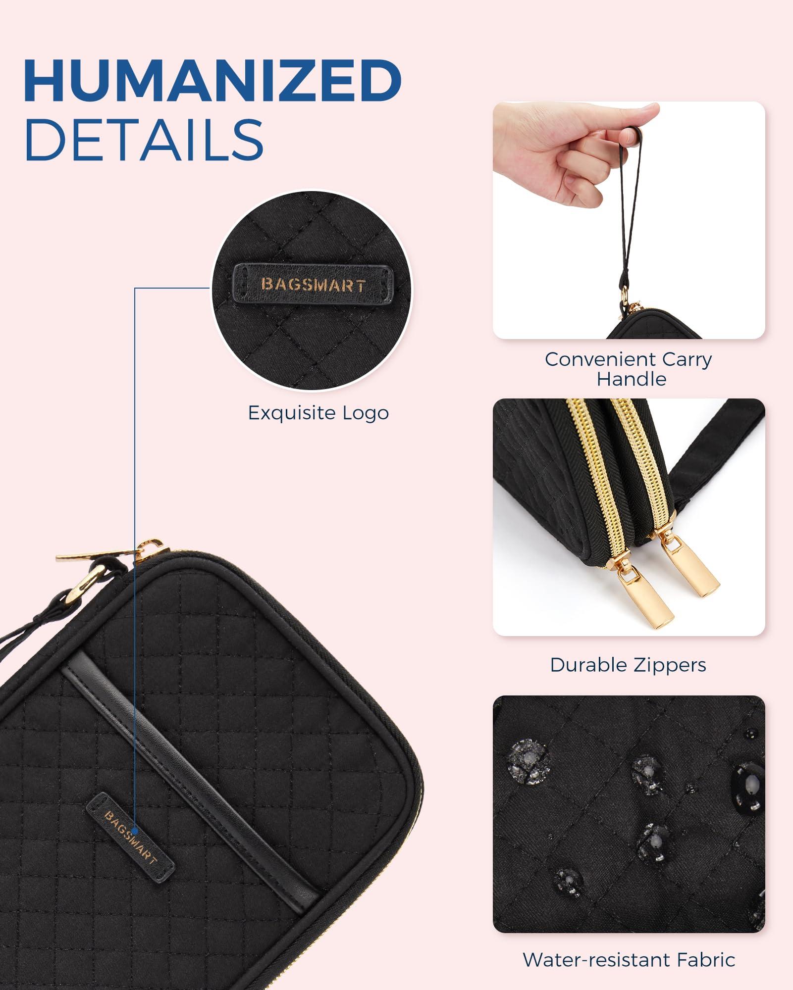 BAGSMART BAGSMART Electronic Cord Cable Organizer Travel Bag Case, Double Layers Tech Electronic Bag, Essentials for Charger, Cable, Phone, Flash drive, Black