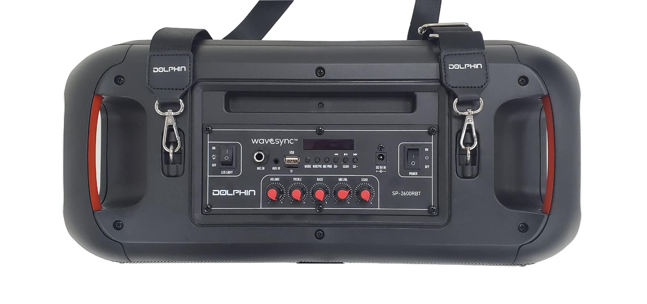 Dolphin Dolphin Boombox Portable Bluetooth Speaker - Crisp Sound - Dual 6.5" Woofer, 1" Tweeter