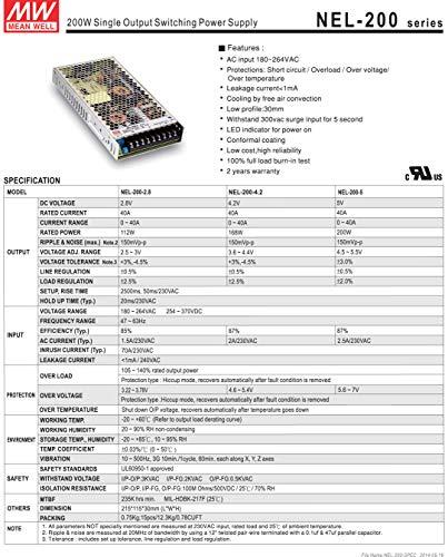 MEAN WELL MEAN WELL NEL-200-5 5V 40A 200W Single Output Switching Power Supply LED Sign Panel