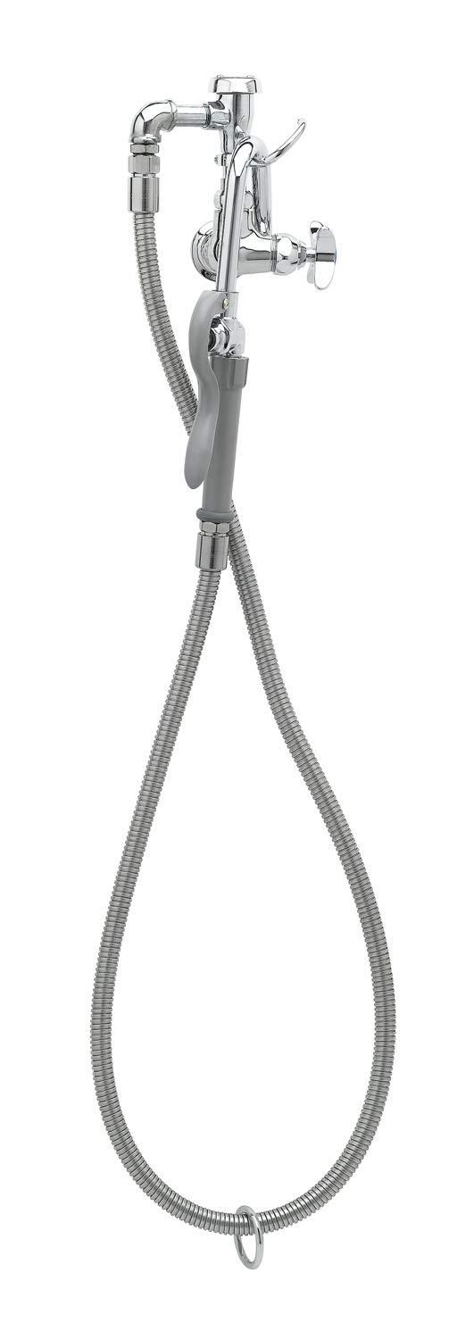 T&S Brass T&S Brass B-0605 Wall Mount Vacuum Breaker Stainless Steel Hose Self-Closing Hook Nozzle Pot Filler, Silver