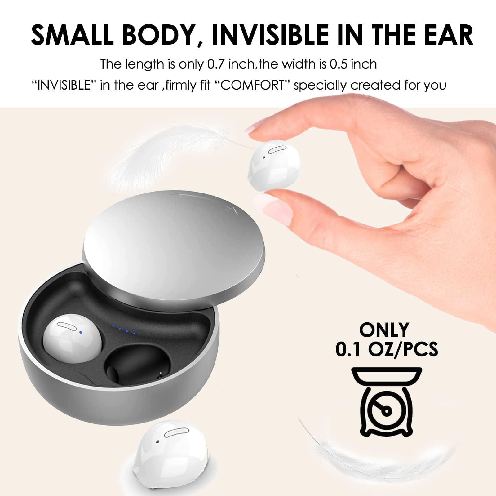 Xmenha Xmenha Smallest Invisible Earbuds Wireless Ear Buds Bluetooth in Ear Mini Discreet Small Tiny Earpiece Sleep Earbuds Hidden with Charging Case Headphones for Small Ears Work Sleeping Android White