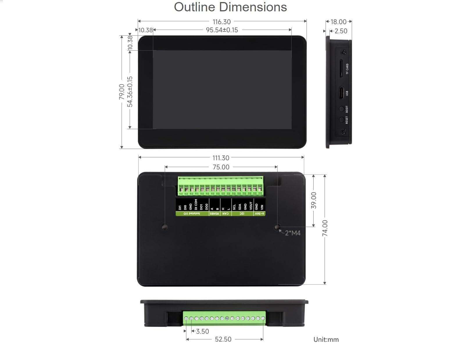 waveshare waveshare ESP32-S3 4.3inch Capacitive Touch LCD Development Board Type B with Case 800480 Solution IPS Display with 2.4GHz WiFi and BLE 5 Support,32-bit LX7 Dual-core Processor