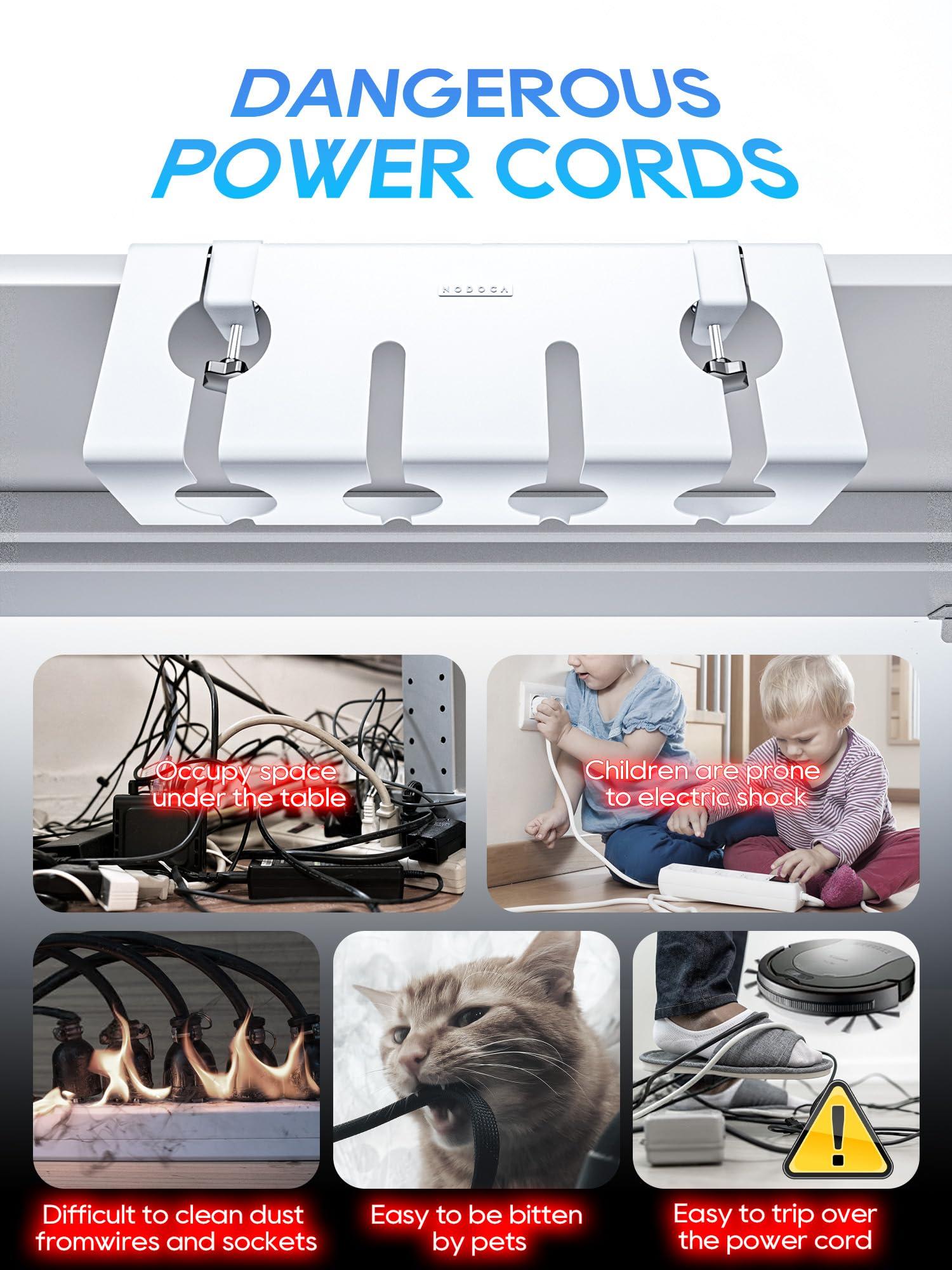 NODOCA NODOCA No Drill Under Desk Cable Management Tray, 17\'\' Wire Management, Punch-Free Clamp on, Newest Metal Cable Tray, Wire Organizer Under Desk, Under Desk Basket for Office and Home, White(2 Packs)