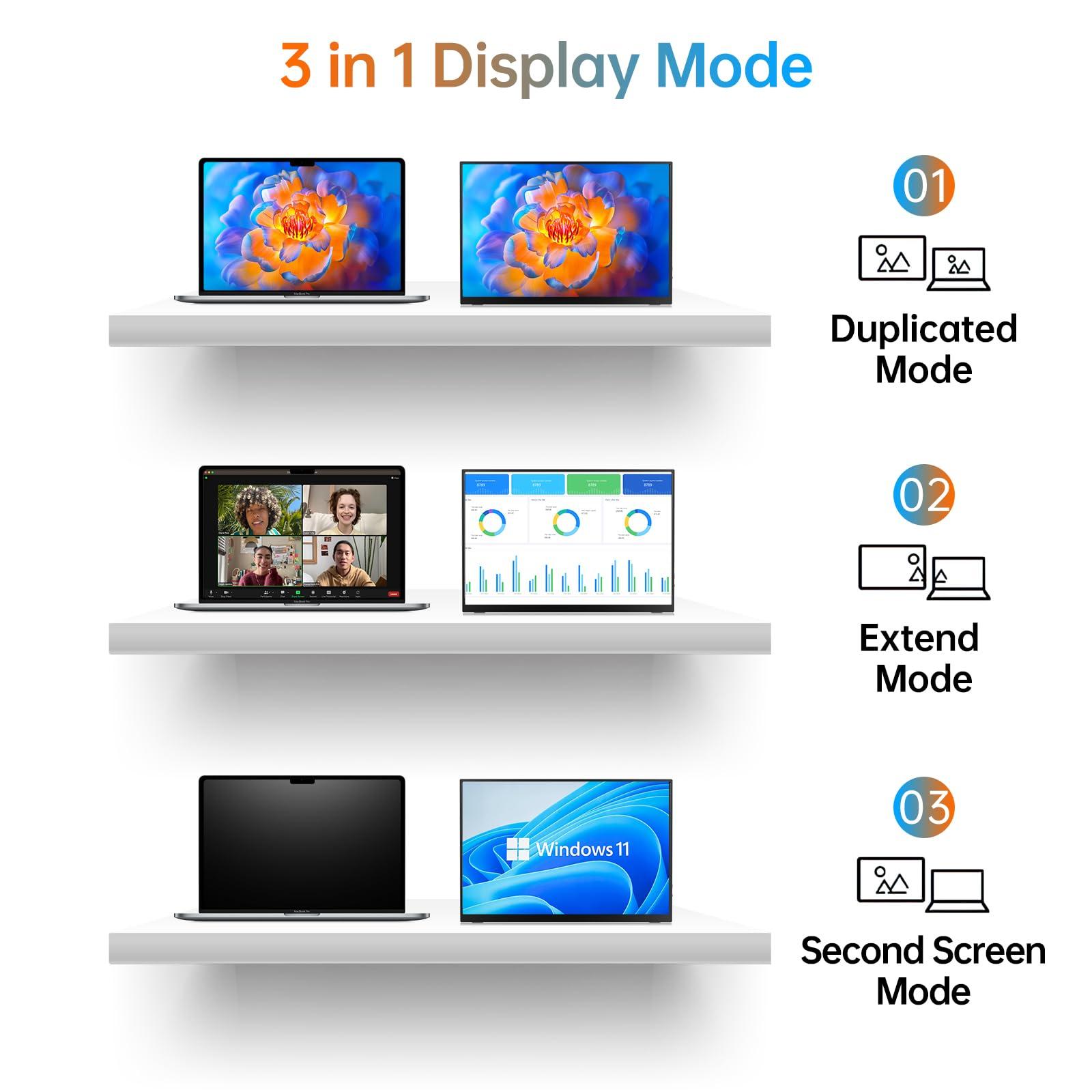 VILVA VILVA OLED Portable-Monitor-for-Laptop - 13.3 1080P FHD IPS Display USB-C HDMI Portable Monitor for Laptop with Cover and Speakers External Monitor for Laptop/PC/Mac/Phone/Xbox Switch/PS4/