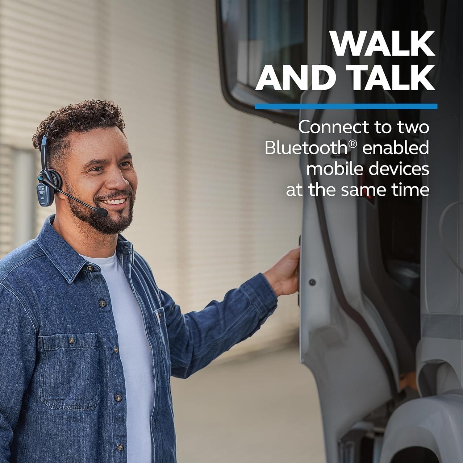 BlueParrott BlueParrott B250-XTS Mono Bluetooth Wireless Headphones 91% Noise Canceling Over Head Trucker Headset with Mic, Lightweight Design with Adjustable Headband, 20 hrs. Talk Time, Blue