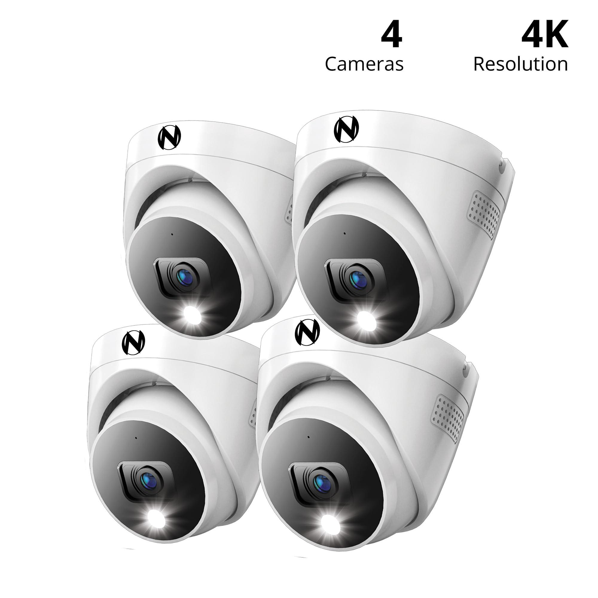 Night Owl Night Owl Add On Wired 4K HD Indoor/Outdoor Deterrence Dome Cameras with 2-Way Audio (4 Pack)
