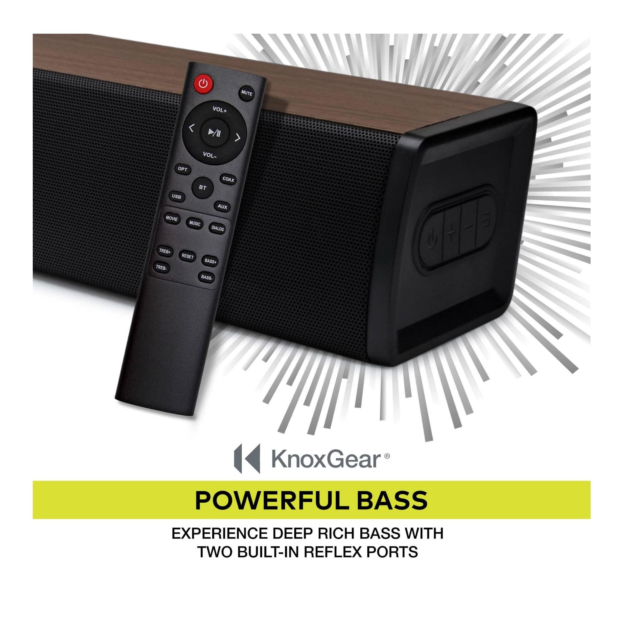 Knox Gear Knox Gear 60 Watt Compact Wireless 2.0ch Soundbar with Bluetooth 5.0 - Oak Finish