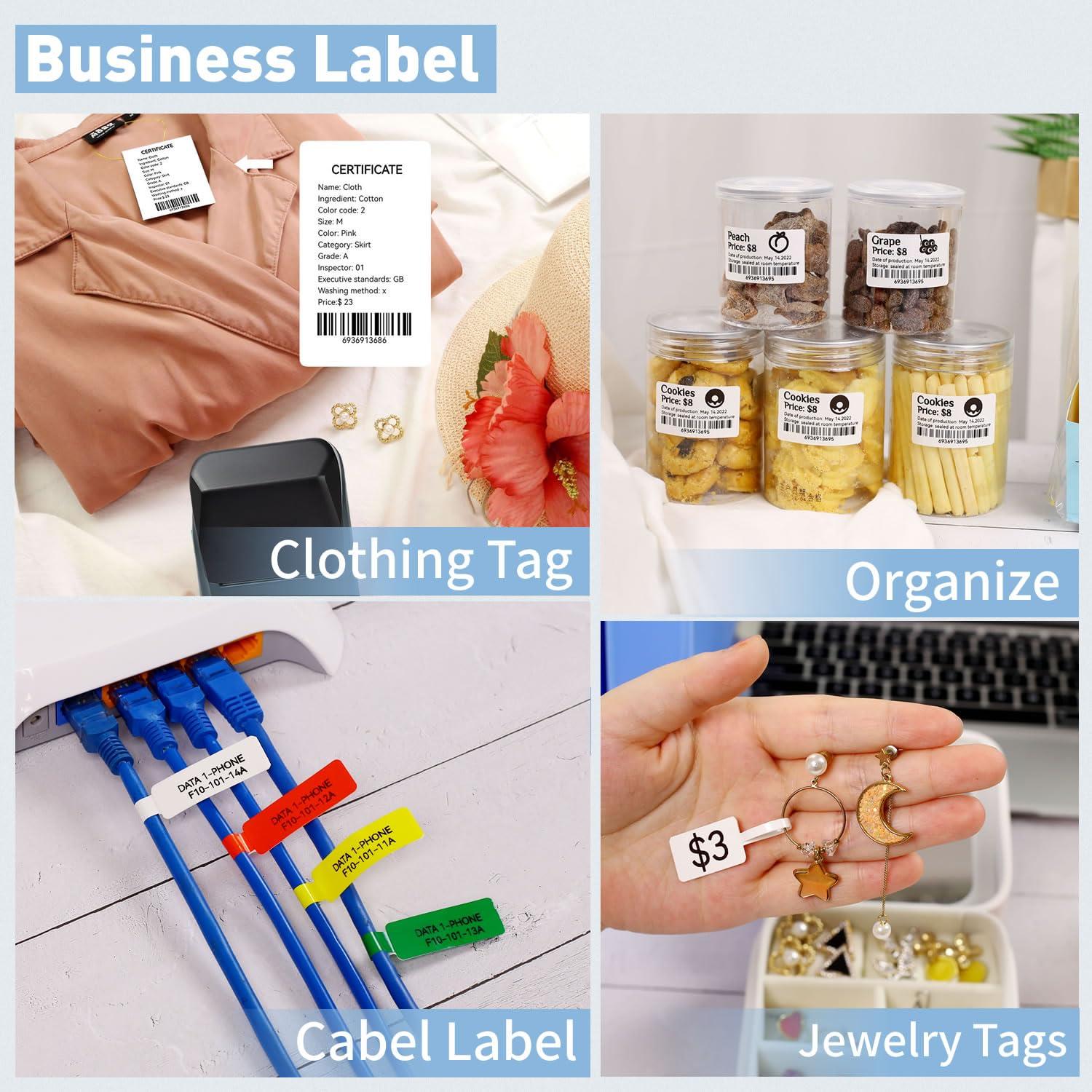 LMASBLTER LMASBLTER Green B1 Label Maker, 2 Inch Barcode Printer, Portable Sticker Maker Machine for Barcode, Name, Address, Labeling, Mailing+2 Rolls Jewelry Price Tags Label Maker Tape