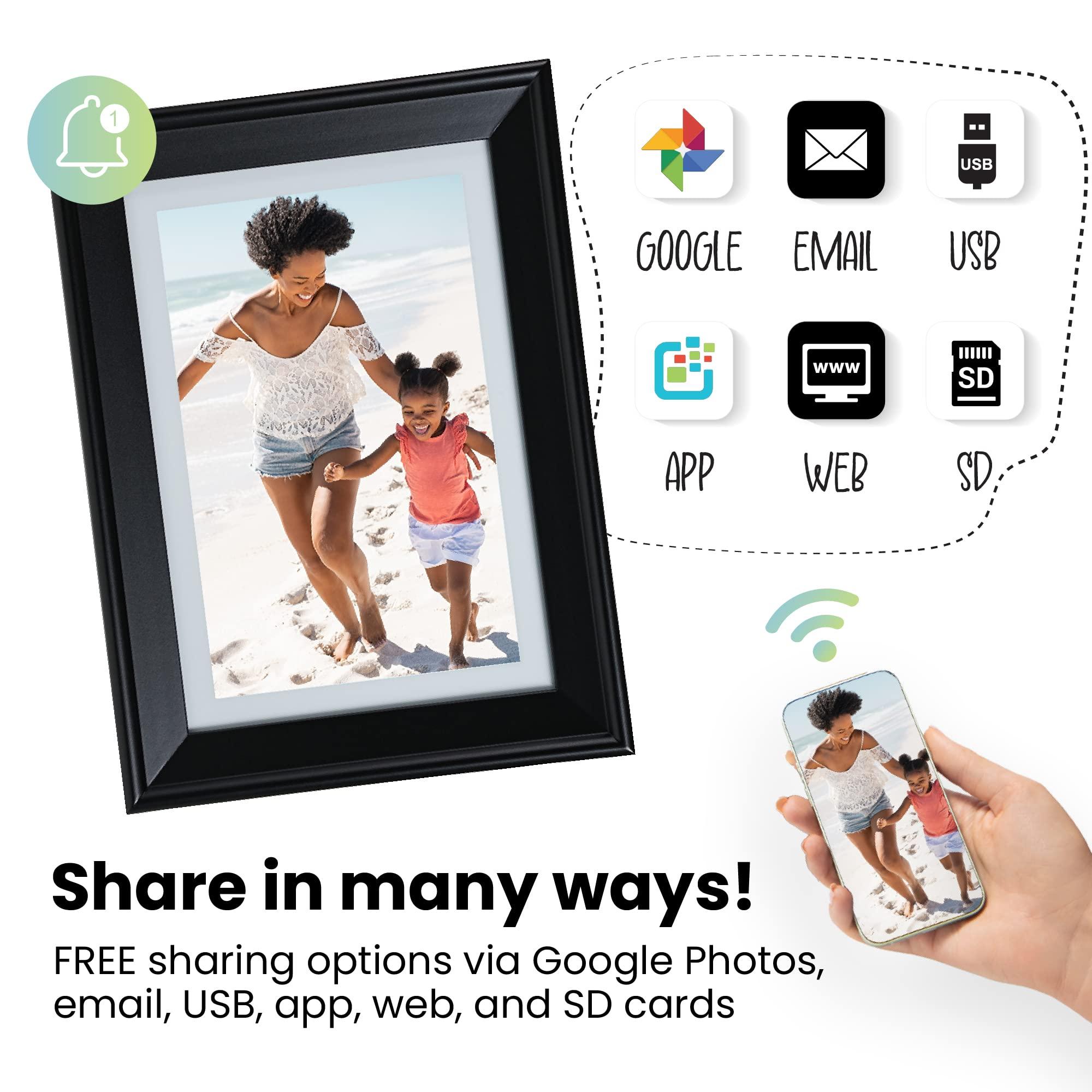 PhotoSpring PhotoSpring 10 inch WiFi Digital Picture Frame | Send Photos by Email, Web or Our Free App | Electronic Picture Frame with Touchscreen & 32GB Internal Memory | Easy Setup | Play Videos up to 5 min