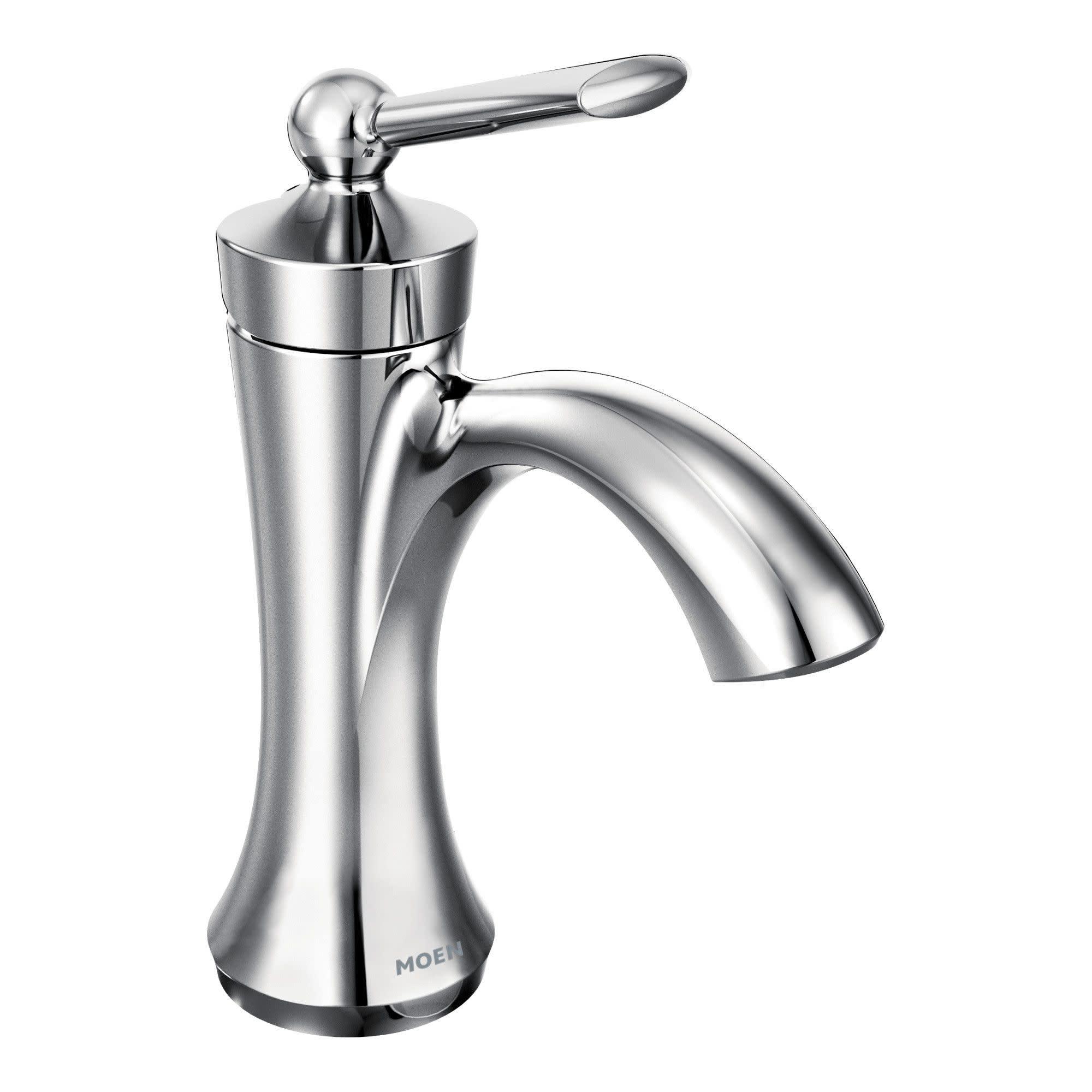 Moen Moen Wynford Chrome One-Handle High-Arc Bathroom Faucet with Drain Assembly for One or Three Hole Setups, 4500