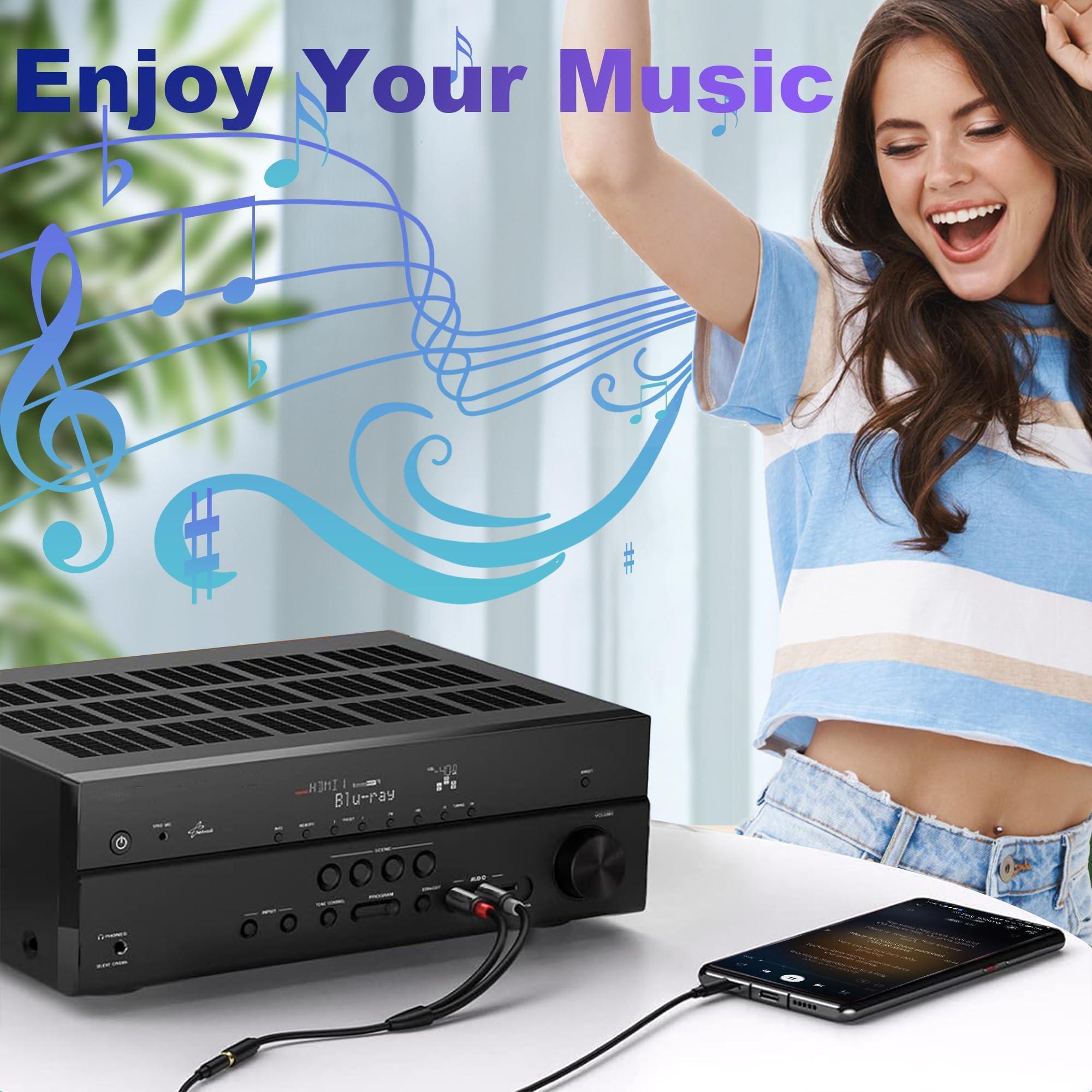 RICHUPON [Apple MFi Certified] Lightning to RCA Cable Audio Aux Adapter2-Male Y Splitter Aux Cord Compatible with iPhone 14 13 12 11 Pro XS XR X 8 7 for Amplifier, Car, Home Theater, Speaker and More (3.9FT)