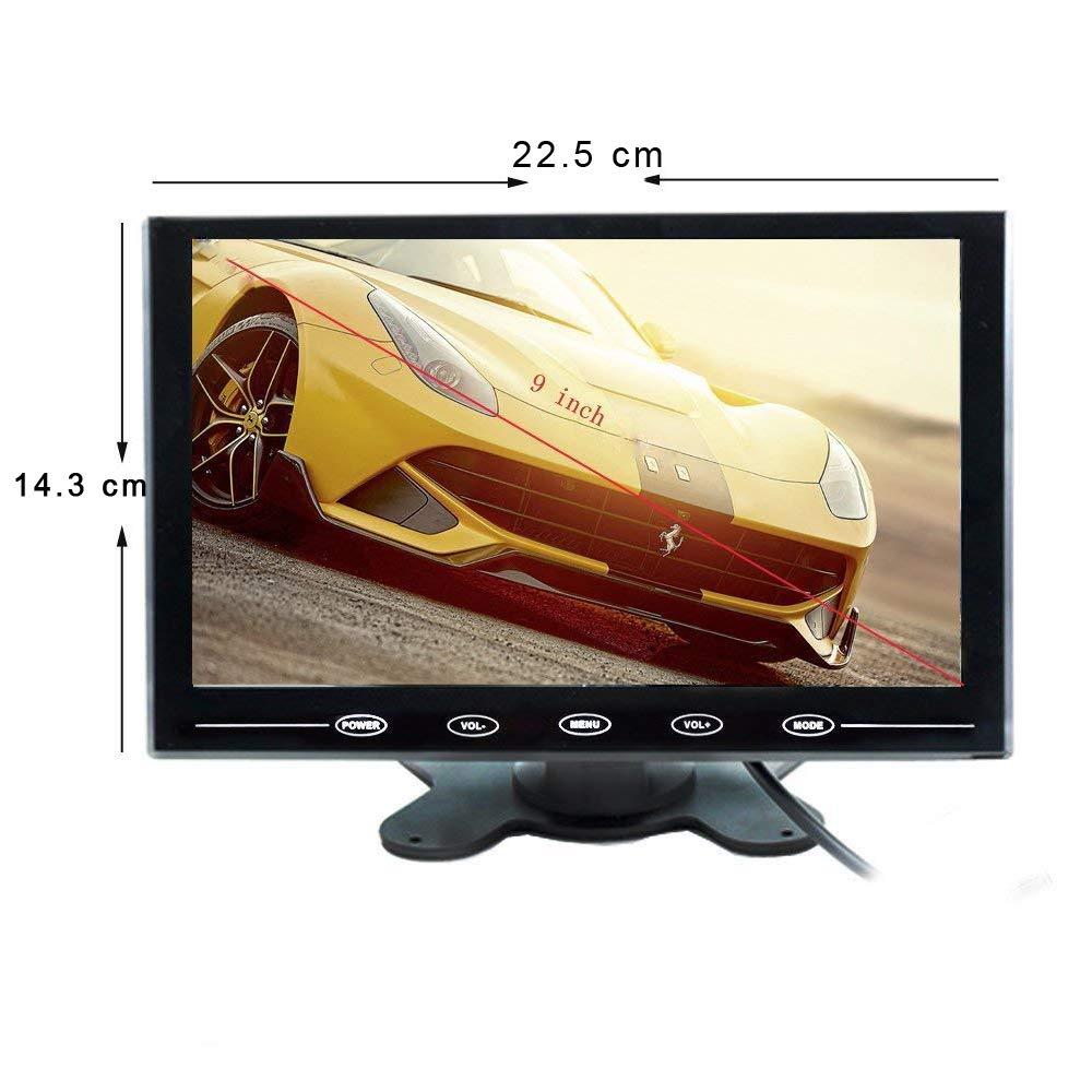 CAMECHO CAMECHO 9 Inch LCD Monitor HD Color Screen, 2 Video Input/HDMI/VGA, Support Car Backup, Mini PC Display, CCTV, Home Security, with Remote Control