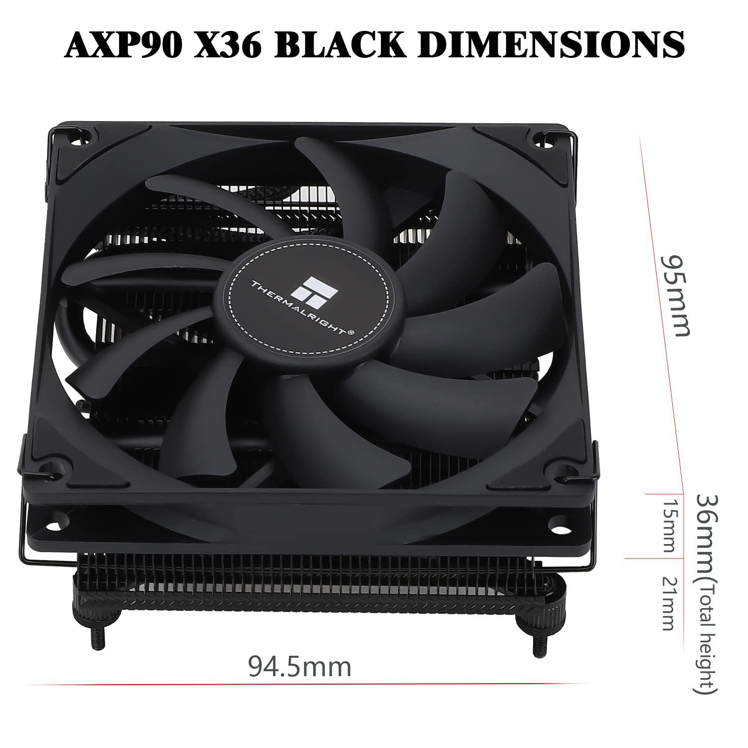 Thermalright Thermalright AXP90-X36 Black Low Profile CPU Air Cooler, 36mm Height Cooling, TL-9015B Slim PWM Fan, AGHP Technology, for AM4/AM5/Intel LGA1700/1851/1150/1151/1155/1156/1200(Black)
