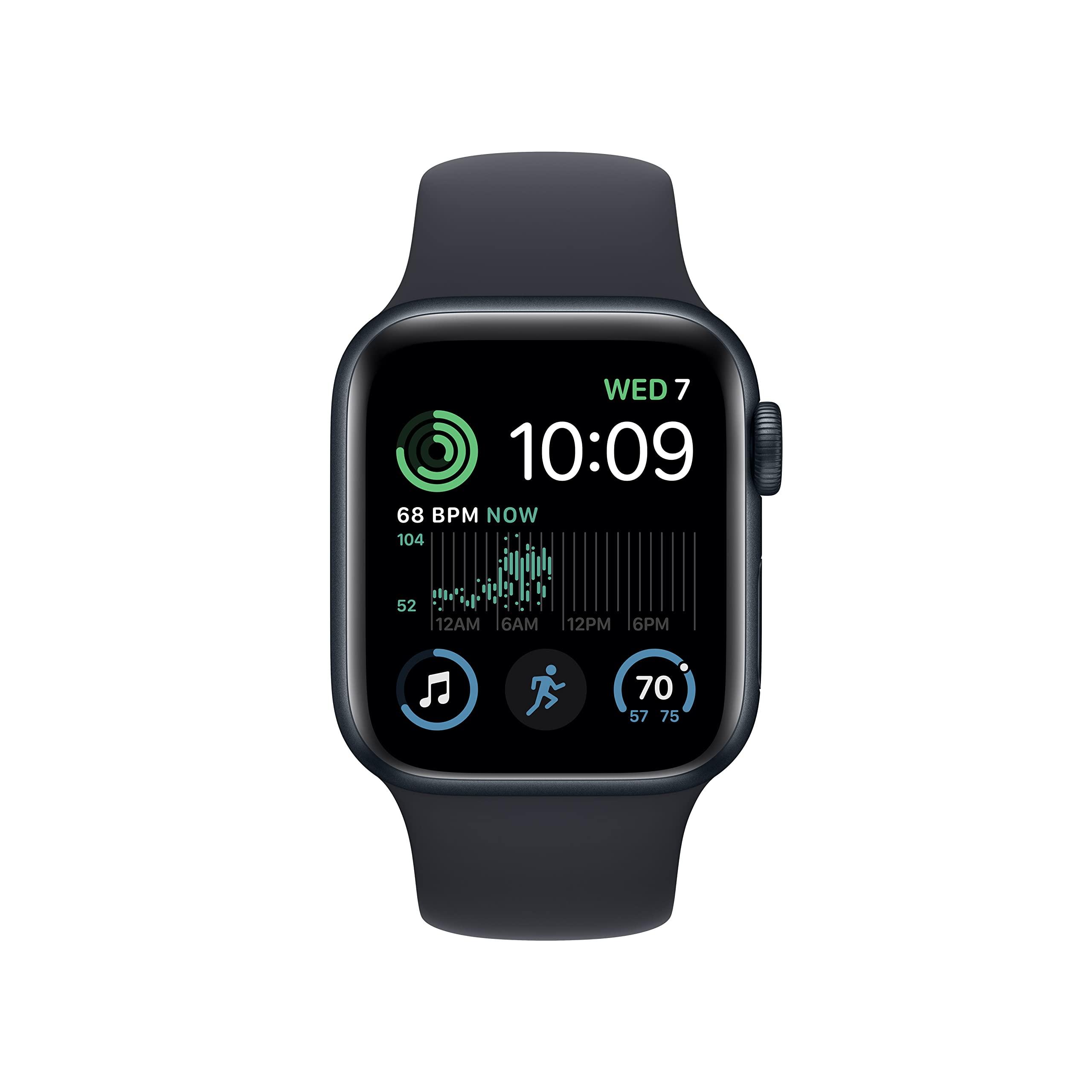 Apple Apple Watch SE (2nd Gen) (GPS, 40mm) - Midnight Aluminum Case with Midnight Sport Band, M/L (Renewed)