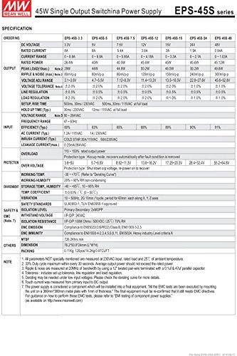 MEAN WELL MW Mean Well EPS-45S-5 5V 8A 40W Single Output Switching Power Supply