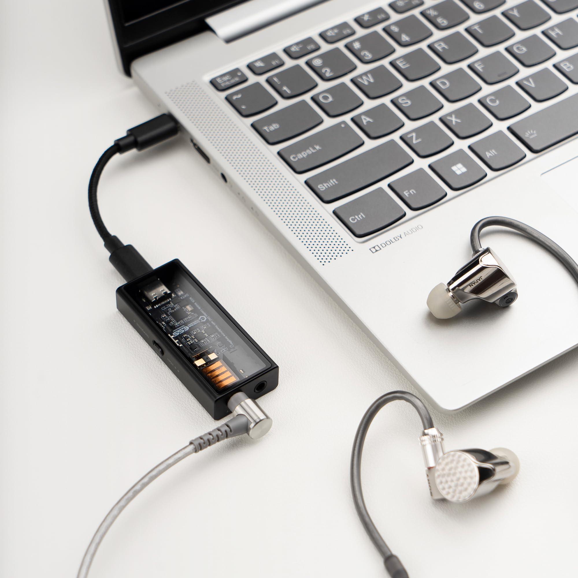 Questyle Questyle M15i Headphone Amplifier [MFi Certified] Portable USB DAC Amps with 4.4mm and 3.5mm Dual Outputs Supports PCM 768kHz/DSD512 High Resolution Lossless for Smartphones/PC/Laptops