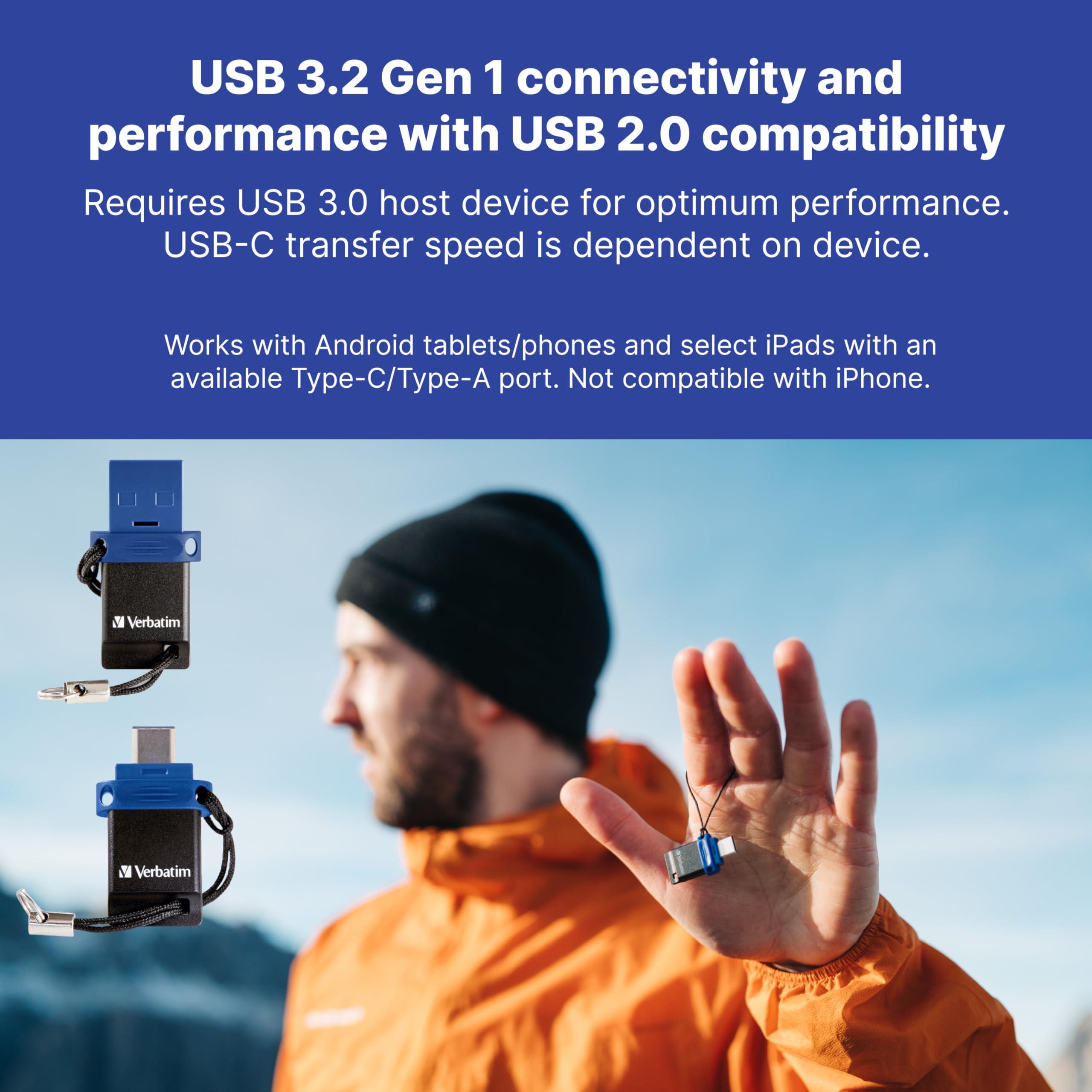 Verbatim Verbatim 32GB Store n Go Dual OTG USB 3.2 Gen 1 Flash Drive for USB-C Devices 2 in 1 Type C Thumb Drive