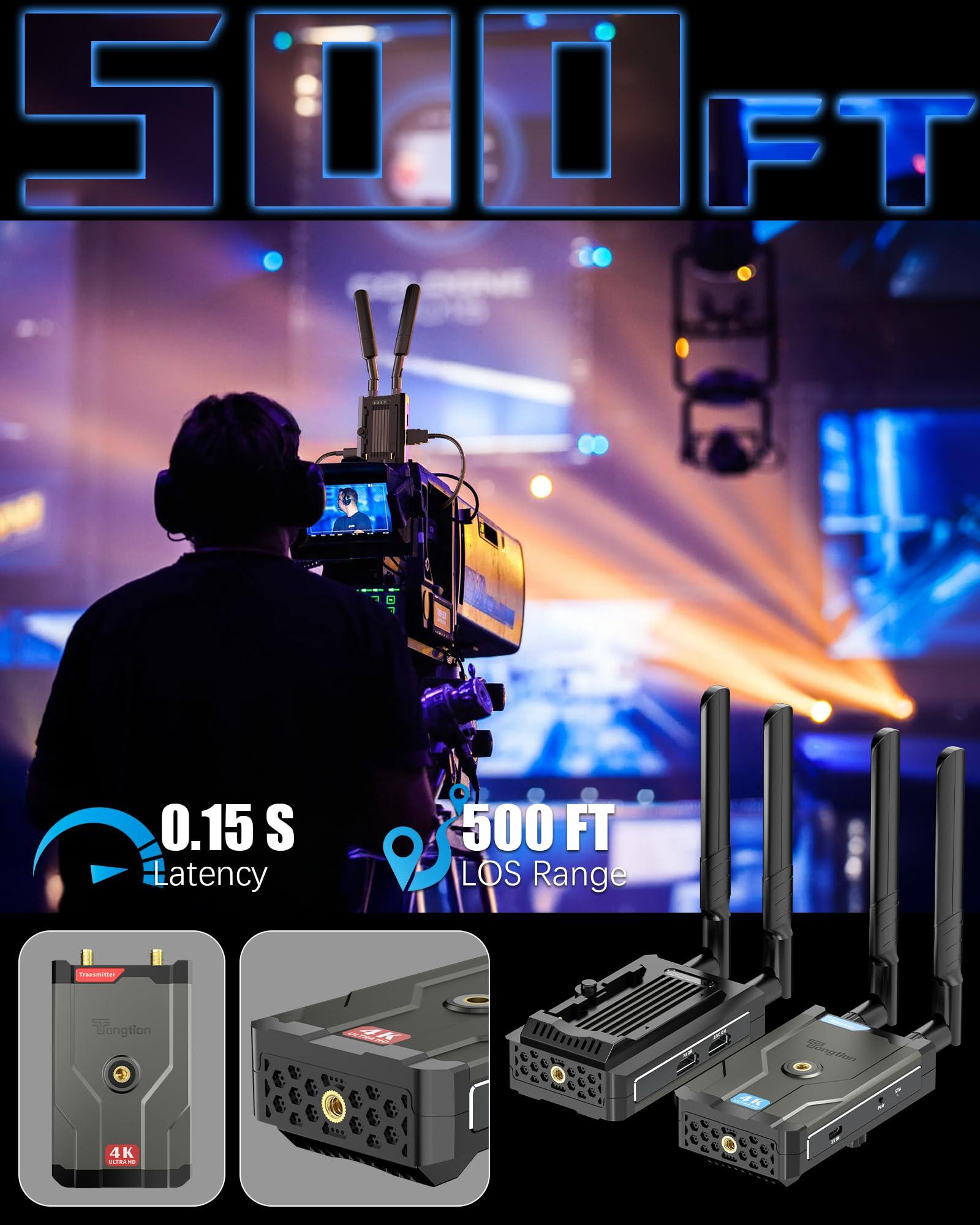 Tongtion Wireless HDMI Transmitter and Receiver 4K, 492FT Range Plug&Play HDMI Extender Kit, 5G HDMI Video Transmission System 4K Full HD for Streaming from DSLR/Laptop/Netflix/YouTube to TV/Projector