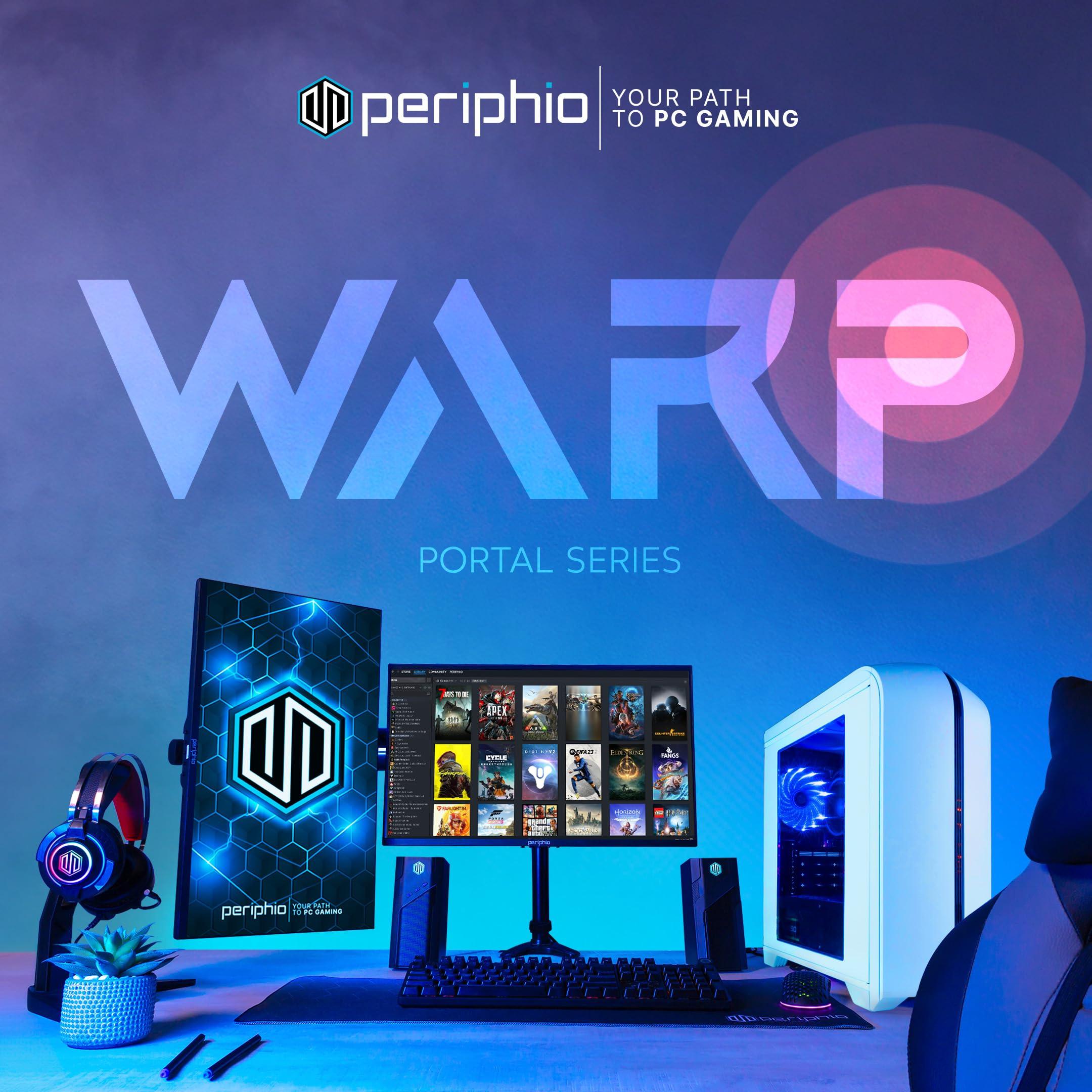 Periphio Periphio Warp Gaming PC Computer - AMD Ryzen 5 5600G | Radeon Vega 7 Graphics | 1TB Solid State (SSD) | 16GB DDR4 RAM | Windows 11 Gaming Desktop Tower | RGB Gaming Mouse + Keyboard