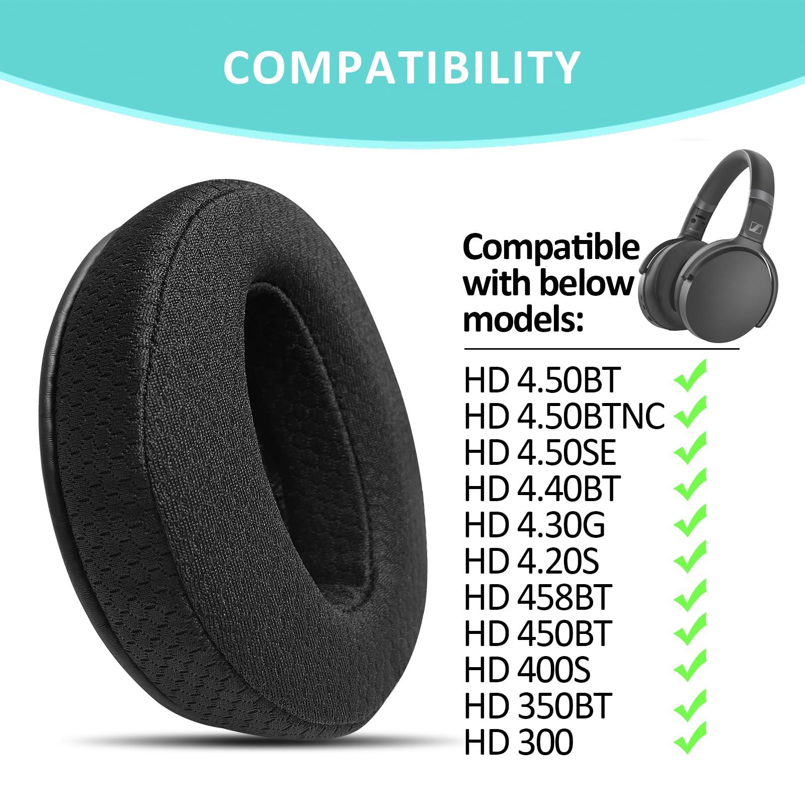 LexRory HD 4.50BT Replacement Ear Pads - Mesh Earpad Cushions for Sennheiser HD 4.50 BT HD4.50BTNC HD4.40BT HD 4.30G HD 4.20S HD 458BT and More Headphones - HD 450BT Ear Cups (Black)