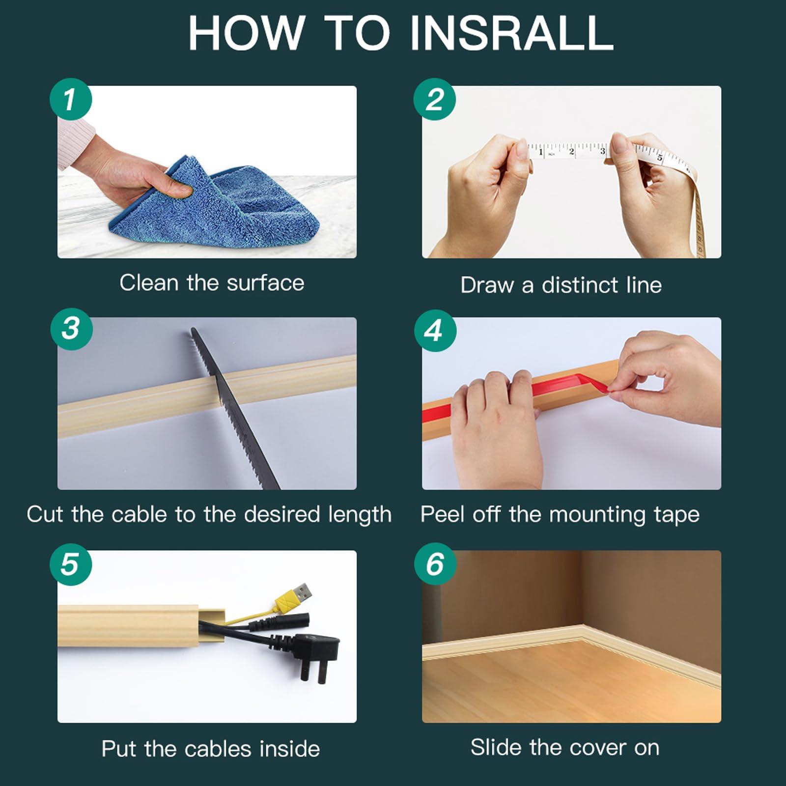 ZGYZJM Corner Cable Hider,125.6in Corner Cable Concealer,Paintable Cord Cover on Wall,Corner Cable Management Kit,Cord Hider Wire Concealer,Cable Cover Raceway for Floor Baseboard,Ceiling,8XL15.7in,White