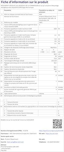 AOC Monitor 23.8" WLED IPS 24P1 1920 x 1080 Full HD Tempo di Risposta 5 ms
