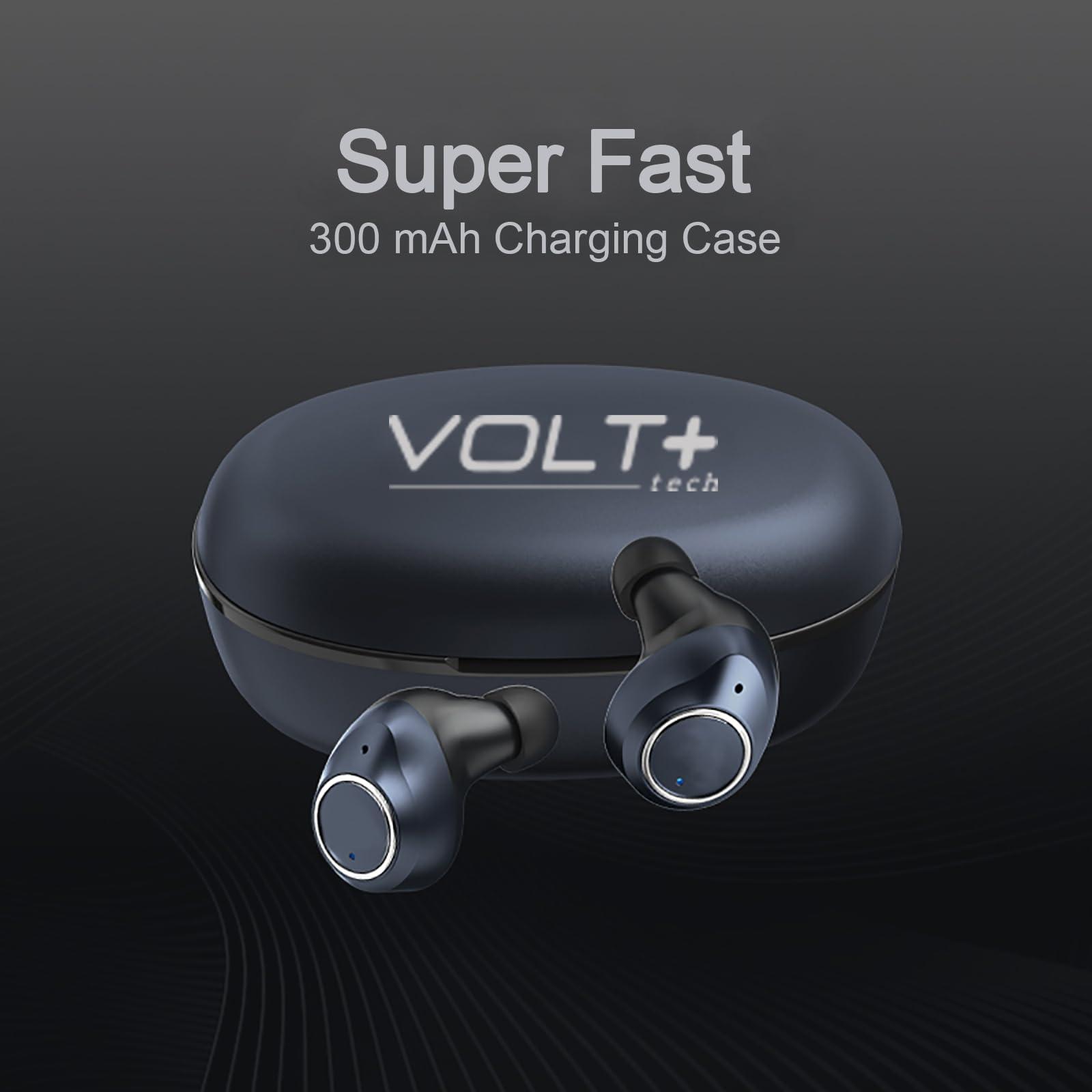 VOLT PLUS TECH Wireless V5.3 Bluetooth Earbuds Compatible with Vivo V30 Pro IPX6 Super Bass Plus 24Hrs Charging Travel Case for in-Ear Headphones