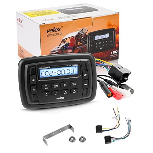 velex Velex Powersport Marine Stereo Radio AM FM Tuner Stereo 4 x 45W Bluetooth Streaming UTV ATV