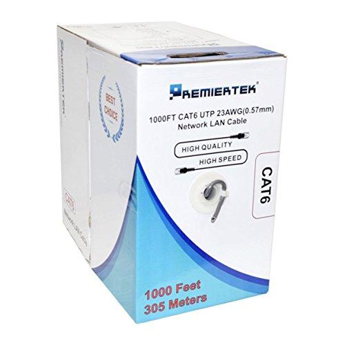 Premiertek Premiertek 1000Ft Cat6 23AWG UTP Solid 4-Pairs Network Ethernet LAN Cable Bulk Blue (CAT6-CCA-1KFT-BL)