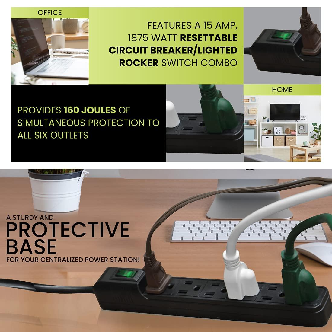 Go Green Power Inc. Go Green Power Inc. GG-16103MINBK 6 Outlet Surge Protector, Black