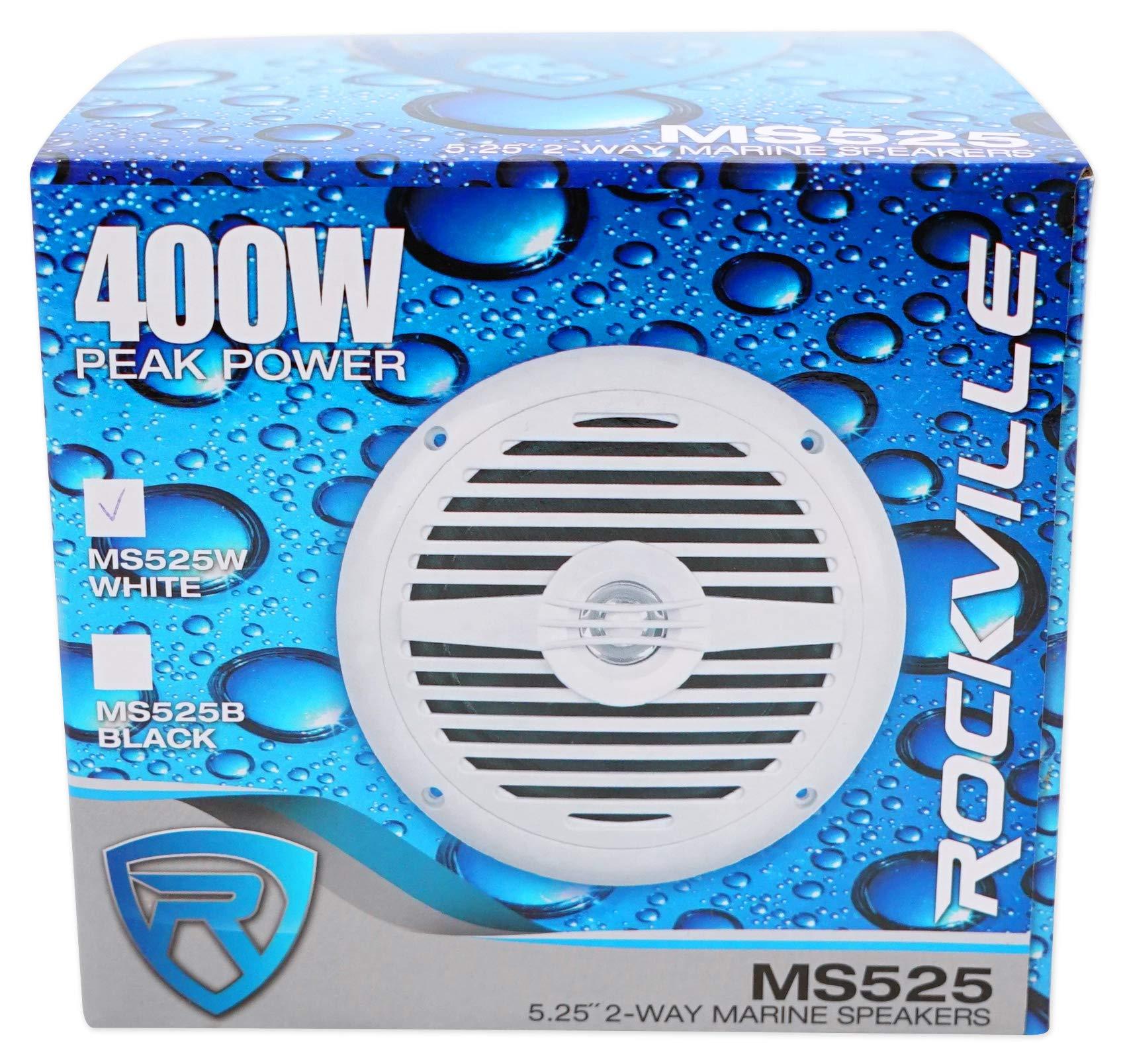 Rockville Pair RockvilIe MS525W 5.25" 400 Watt Waterproof Hot Tub Speakers in White