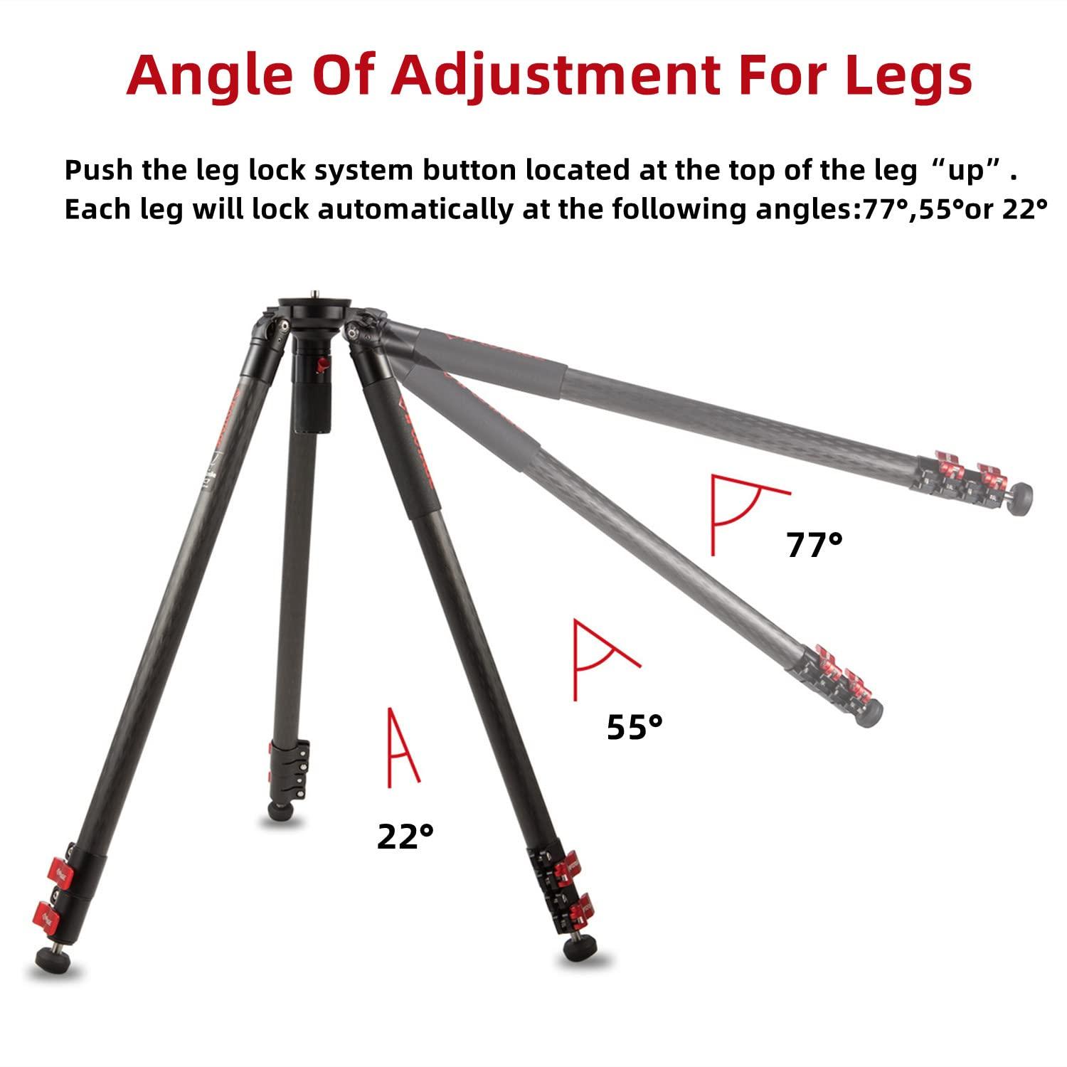IFOOTAGE IFOOTAGE Gazelle TC7 Carbon Camera Tripod, Professional Video Tripod 3 Sections with Quick Release Handle,Komodo K5S Video Fluid Head for Professional Photographyand Video Production(Suit