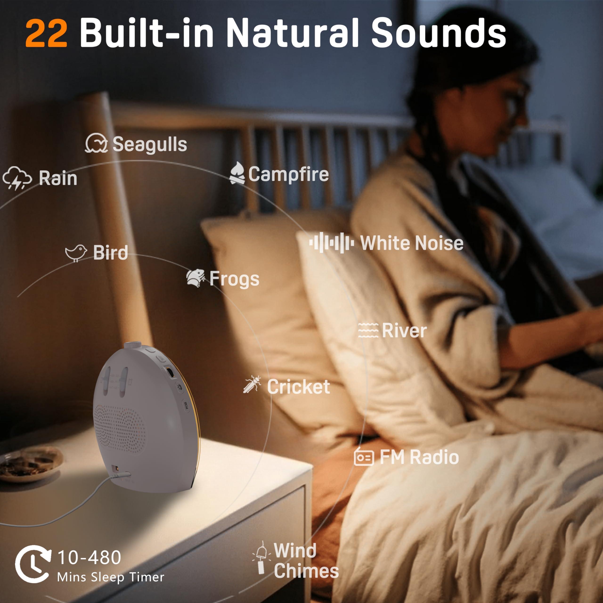 JALL Sunrise Alarm Clock White Noise Sound Machine with 25 Soothing Sounds, 17 Night Lights, Bluetooth Speaker, Wake Up Light Alarm Clock for Bedrooms, Heavy Sleepers, Ideal Gift for Baby, Kids, Seniors
