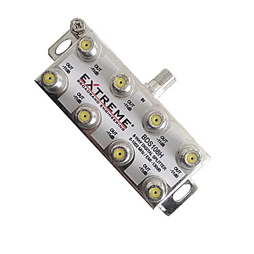 cableTVamps EXTREME 8 WAY BALANCED HD DIGITAL 1GHz HIGH PERFORMANCE HORIZONTAL COAX CABLE SPLITTER - BDS108H