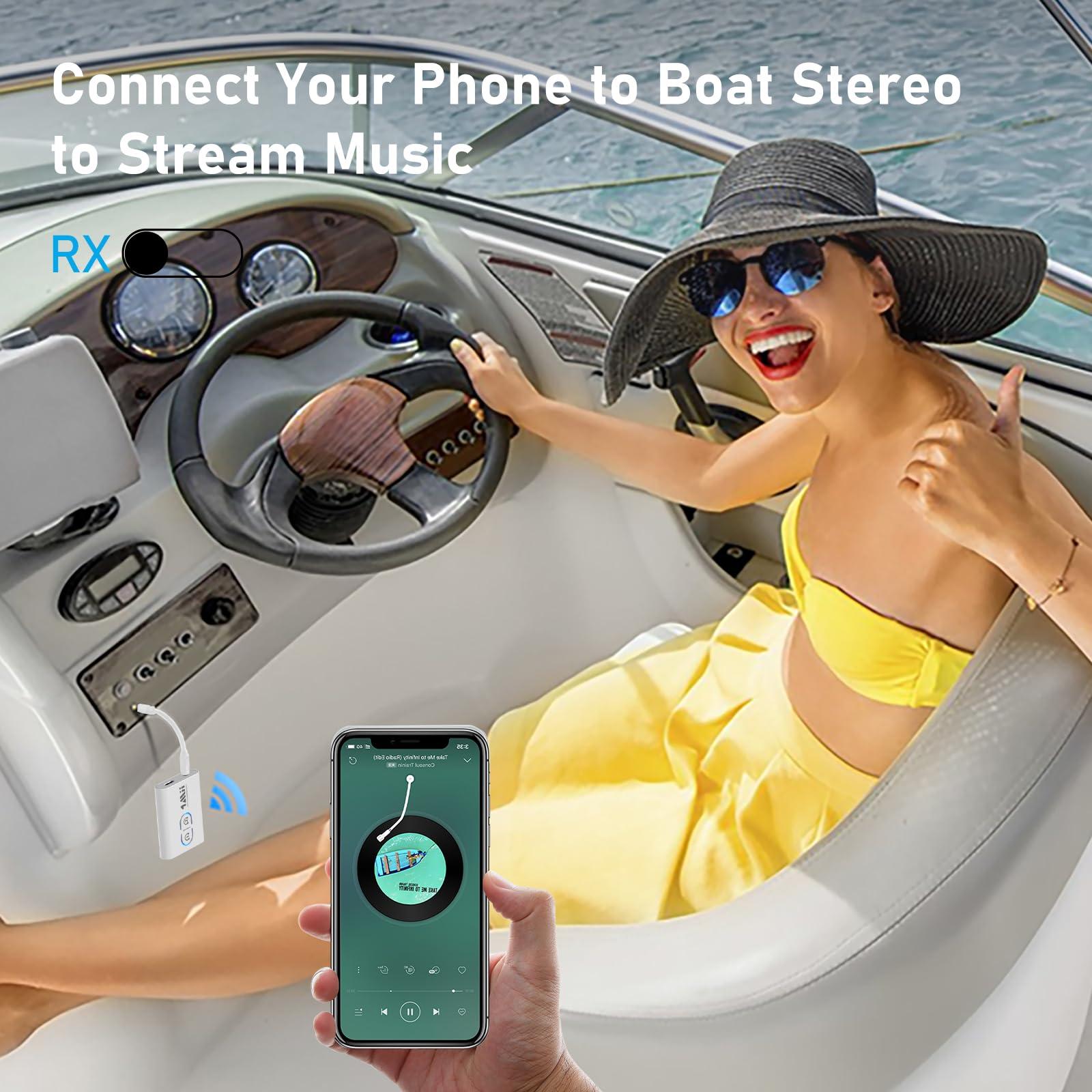 1Mii 1Mii Bluetooth 5.3 Transmitter Receiver for TV to Wireless Headphones, Dual Link AptX Adaptive/Low Latency/HD Audio, Aux Bluetooth Audio Receiver Adapter for Home Stereo, Airplane, Boat, Gym