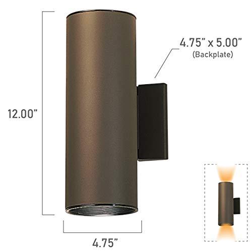 Kichler Kichler Cylinders 12\" 2-Light Outdoor Cylinder Wall Sconce in Architectural Bronze, (12\" H x 4.75\" W), 9244AZ