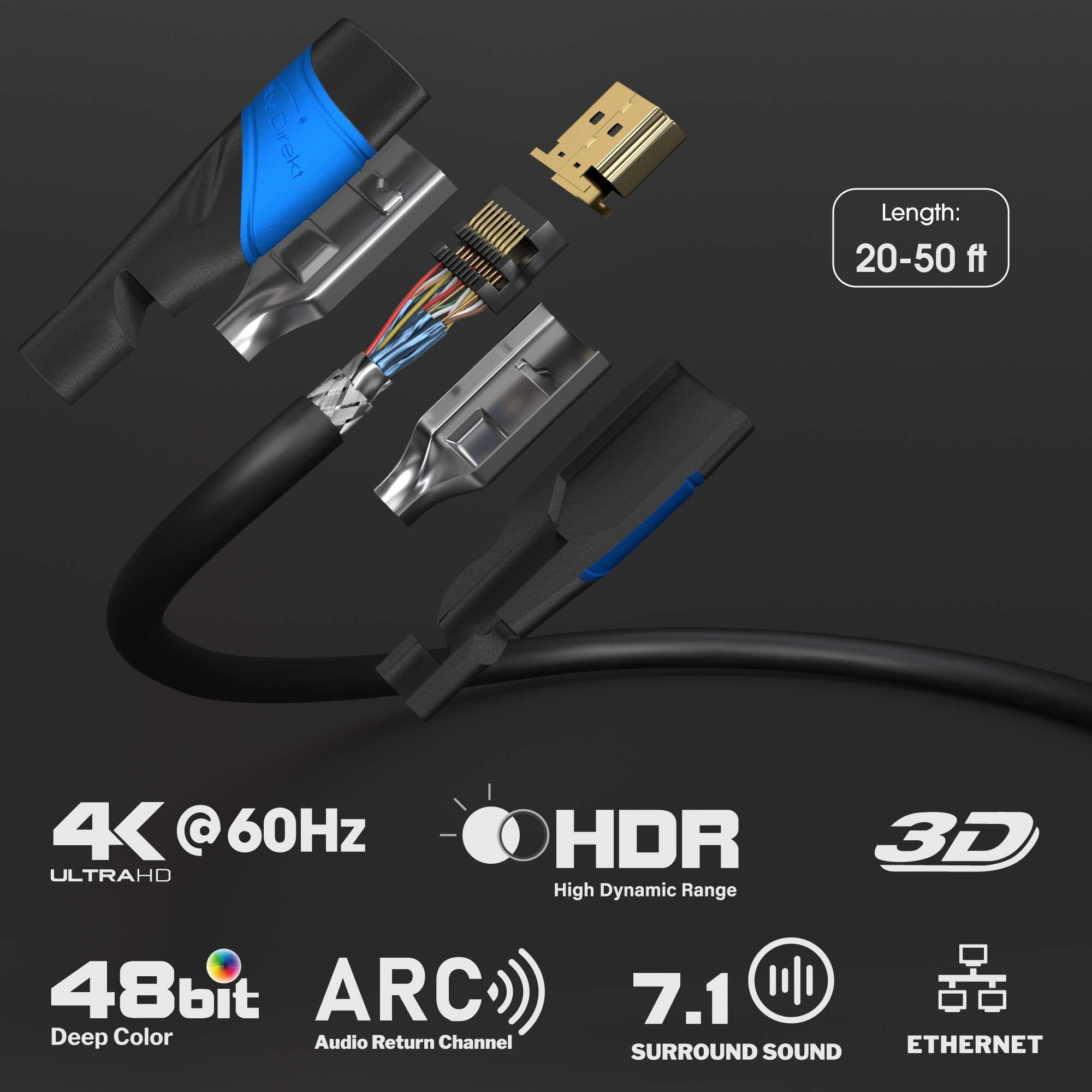 KabelDirekt HDMI Cable 4K 30ft with A.I.S Shielding Designed in Germany (Supports All HDMI Devices Like PS5, Xbox, Switch 4K@60Hz, High Speed HDMI Cord with Ethernet, Black) by CableDirect